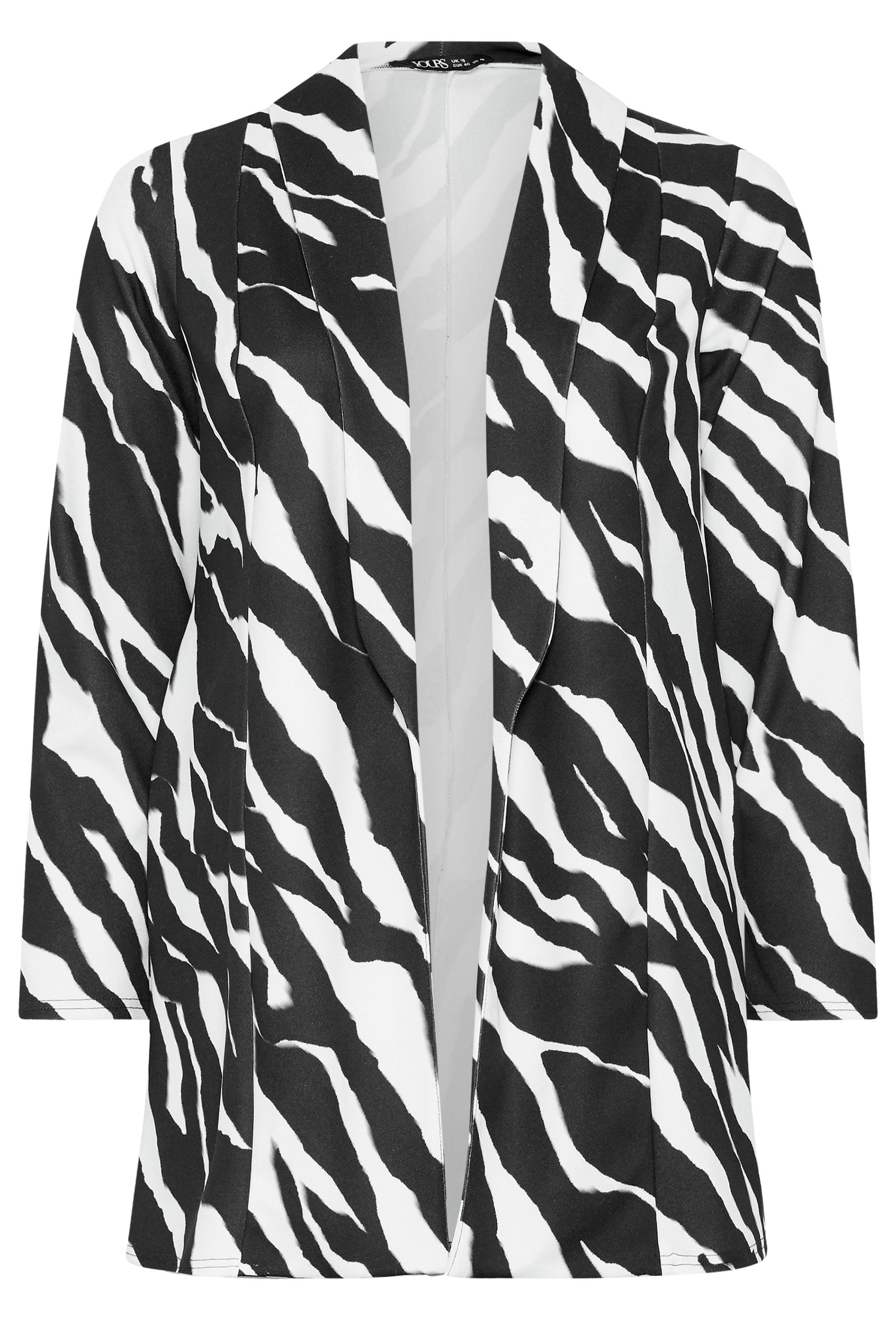 YOURS Plus Size Black Zebra Blazer | Yours Clothing 5