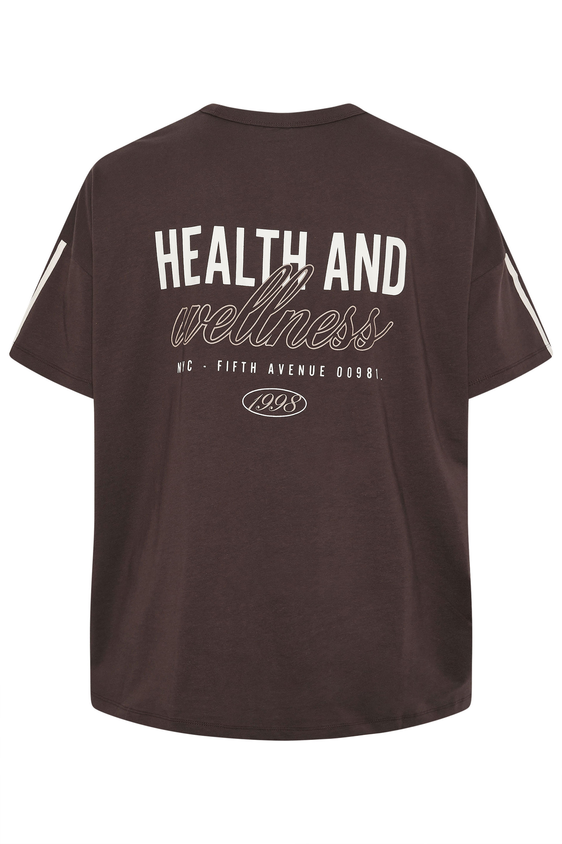 YOURS ACTIVE Plus Size Chocolate Brown 'Health & Wellness' T-Shirt | Yours Clothing 8