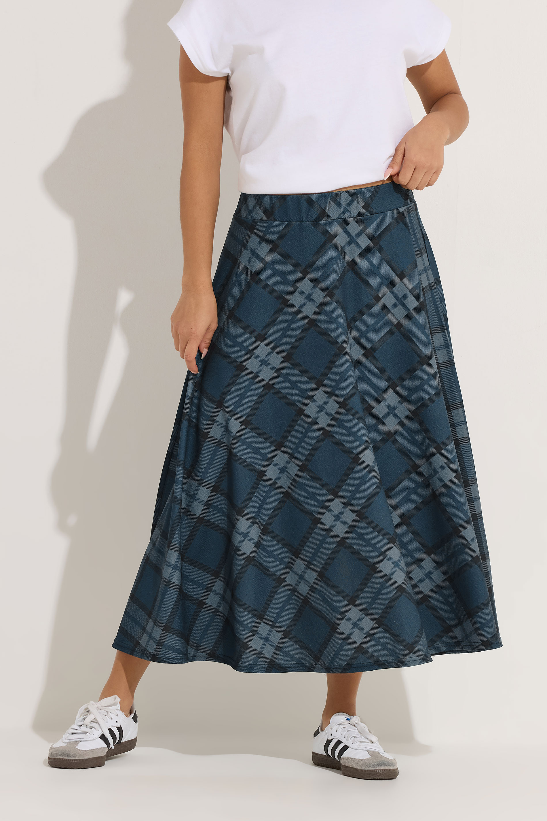 PixieGirl Petite Women's Green Check Midi Skirt | PixieGirl 1