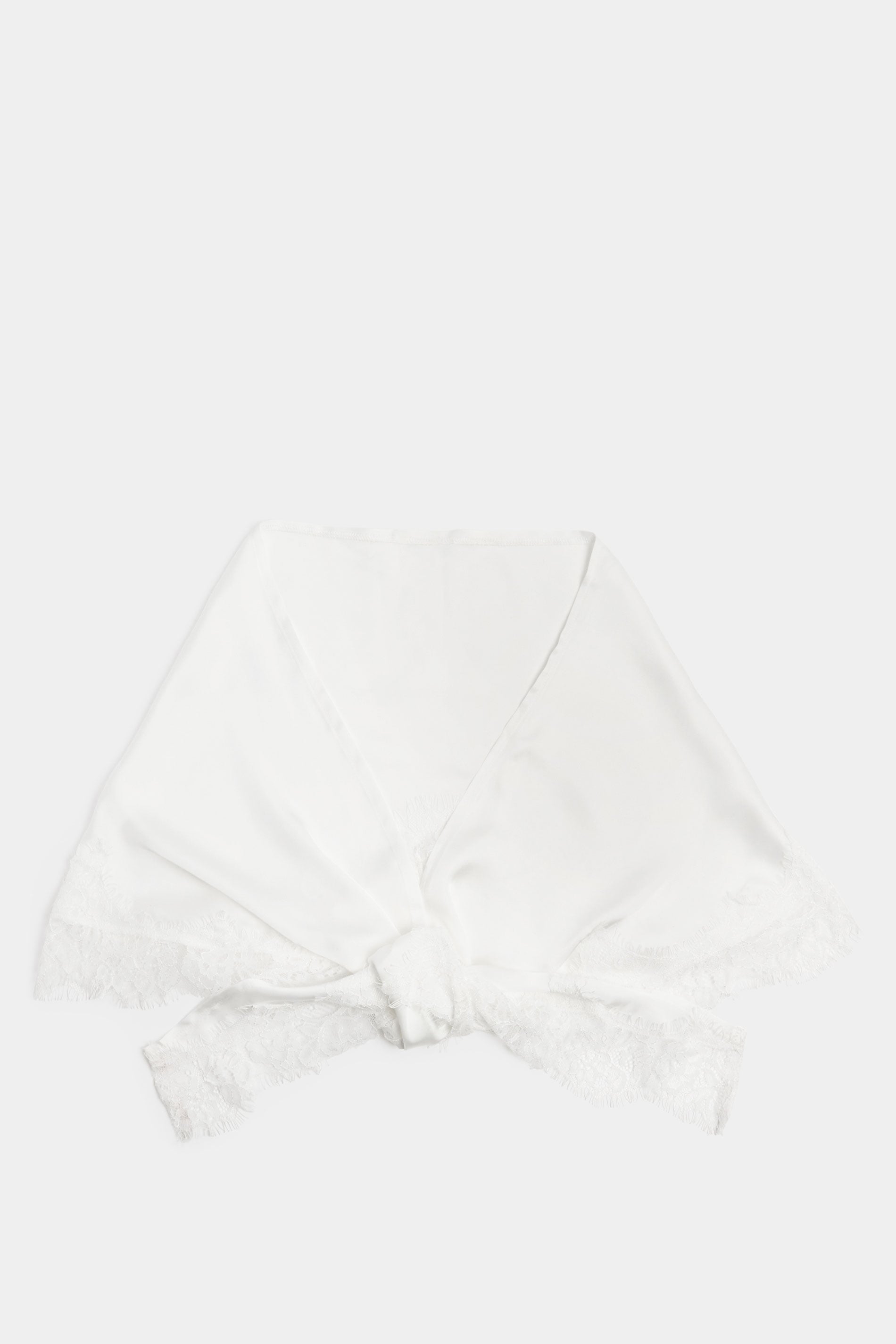 YOURS Plus Size White Lace Satin Scarf | Yours Clothing 1