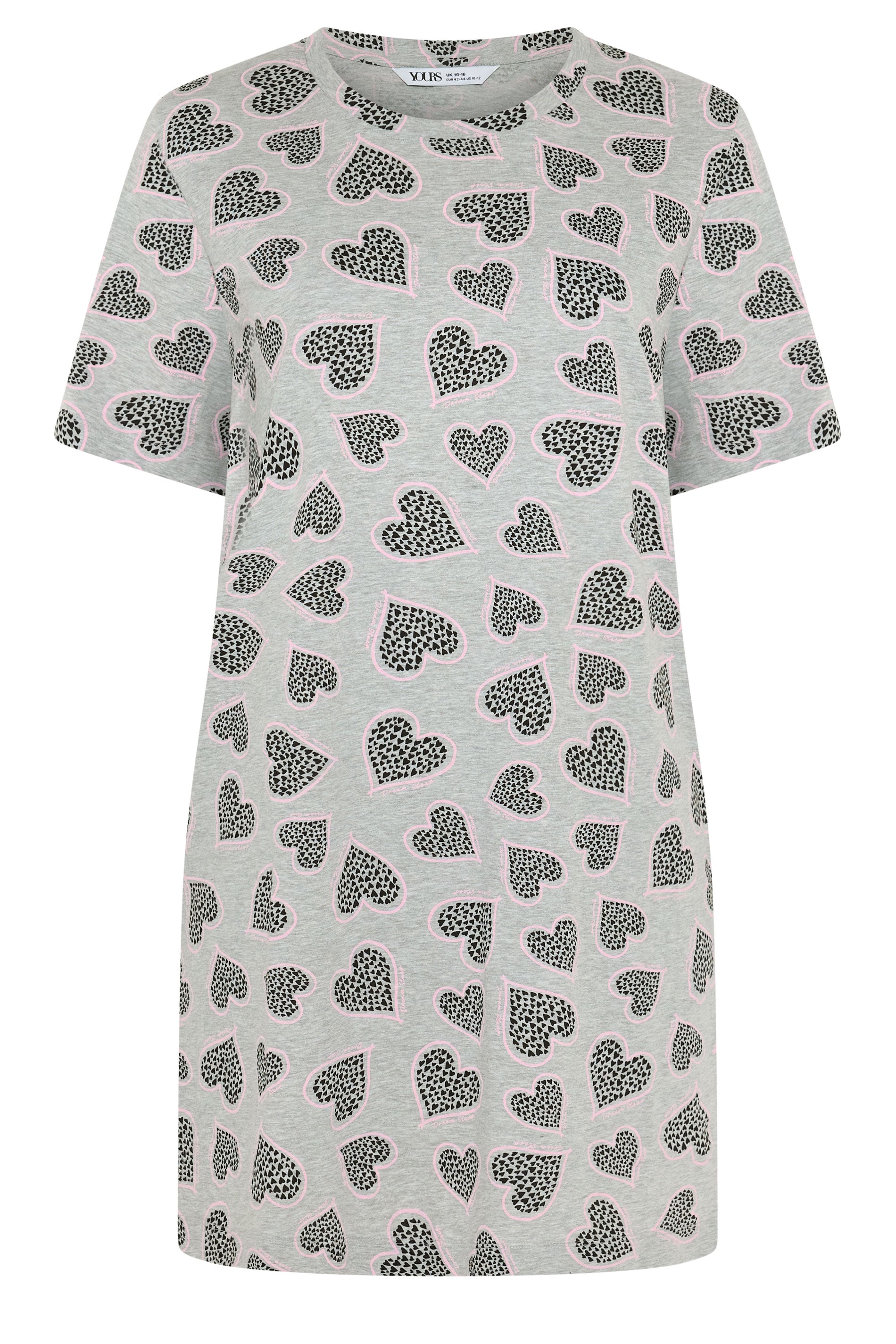 YOURS Plus Size Grey Cluster Heart Nightdress | Yours Clothing 5