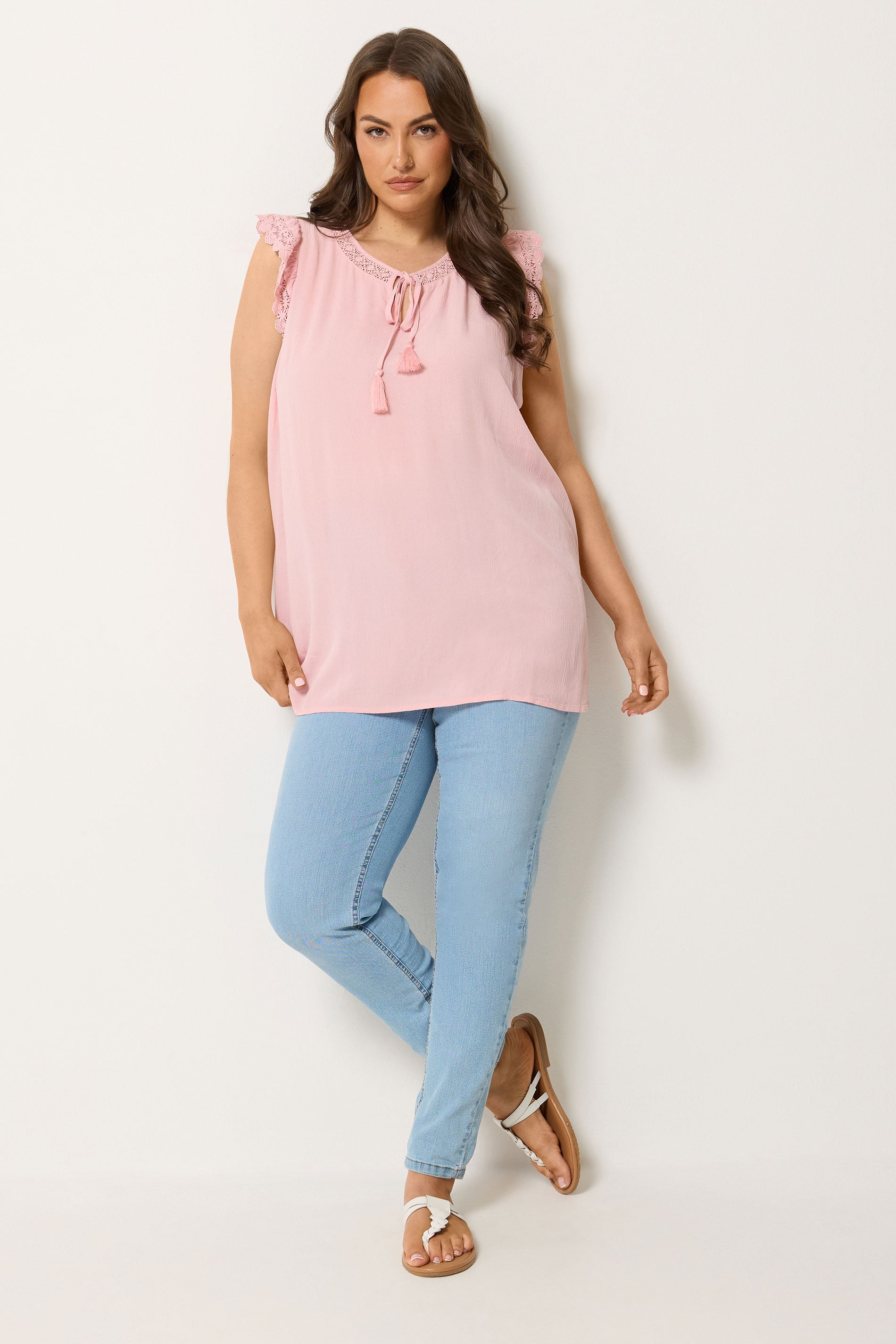 YOURS Plus Size Dusky Pink Tie Neck Blouse | Yours Clothing 1