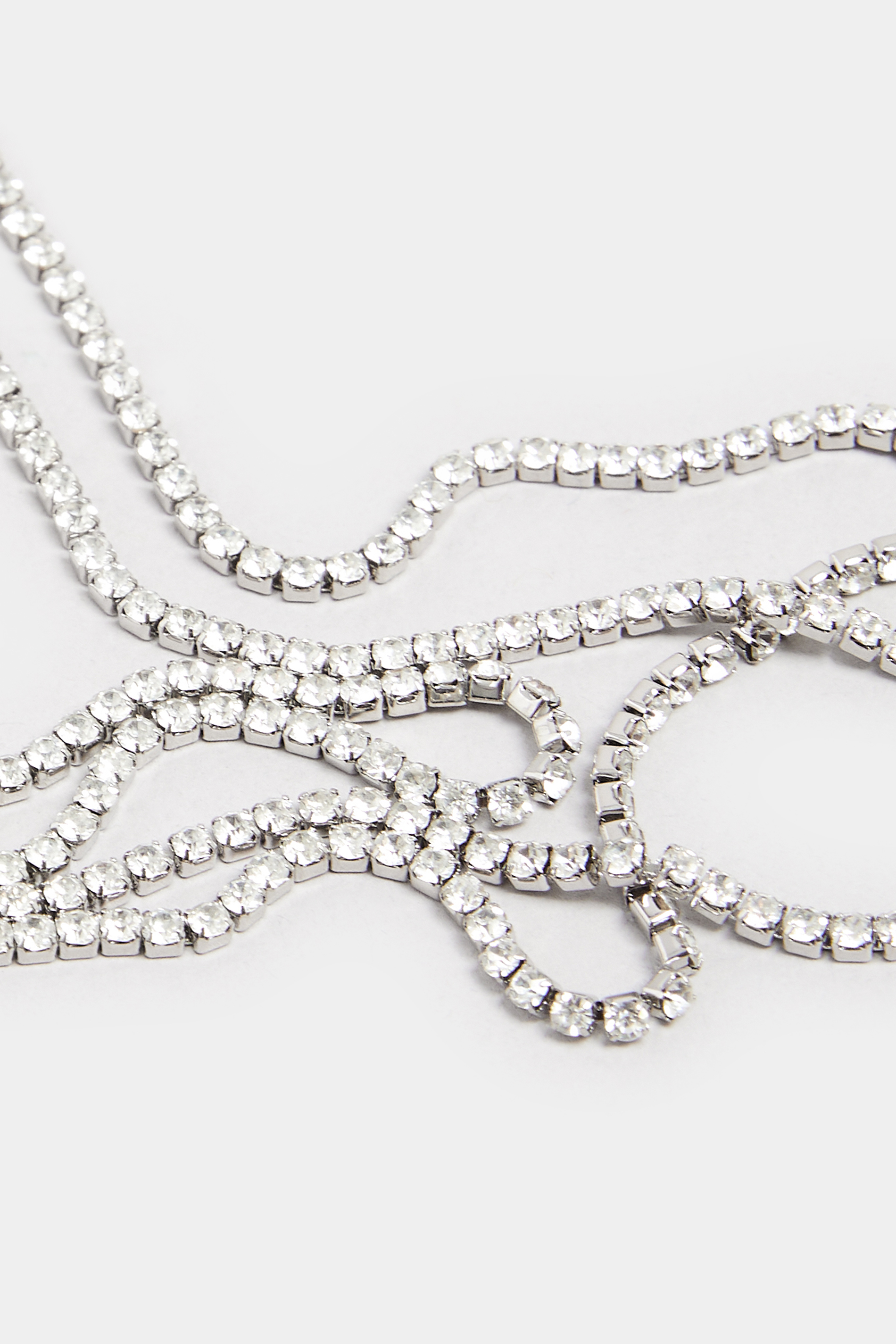 Silver Tone Long Diamante Necklace | Yours Clothing  3