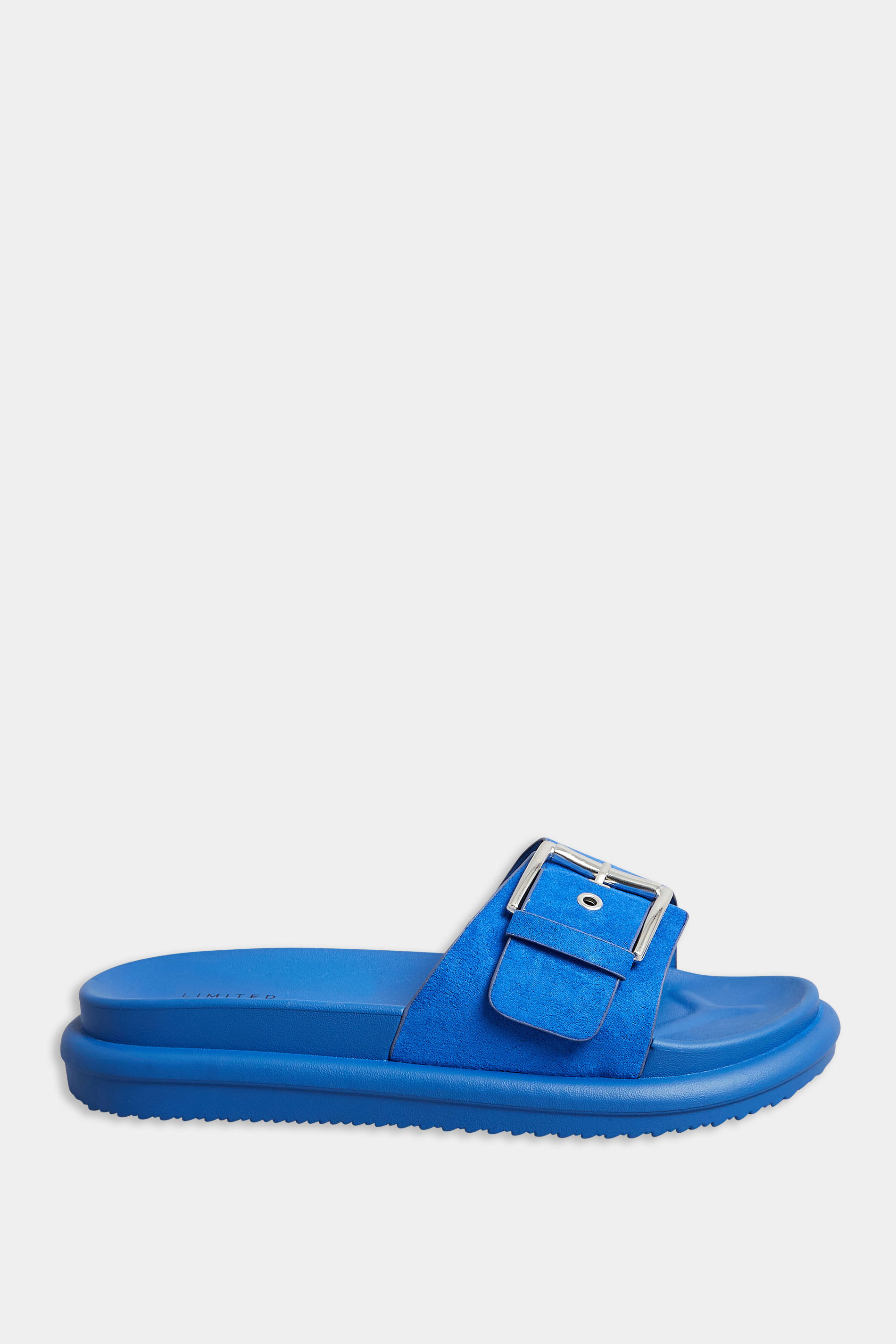 Blue Buckle Strap Mule Sandals In Wide E Fit & Extra Wide EEE Fit | Yours Clothing 3