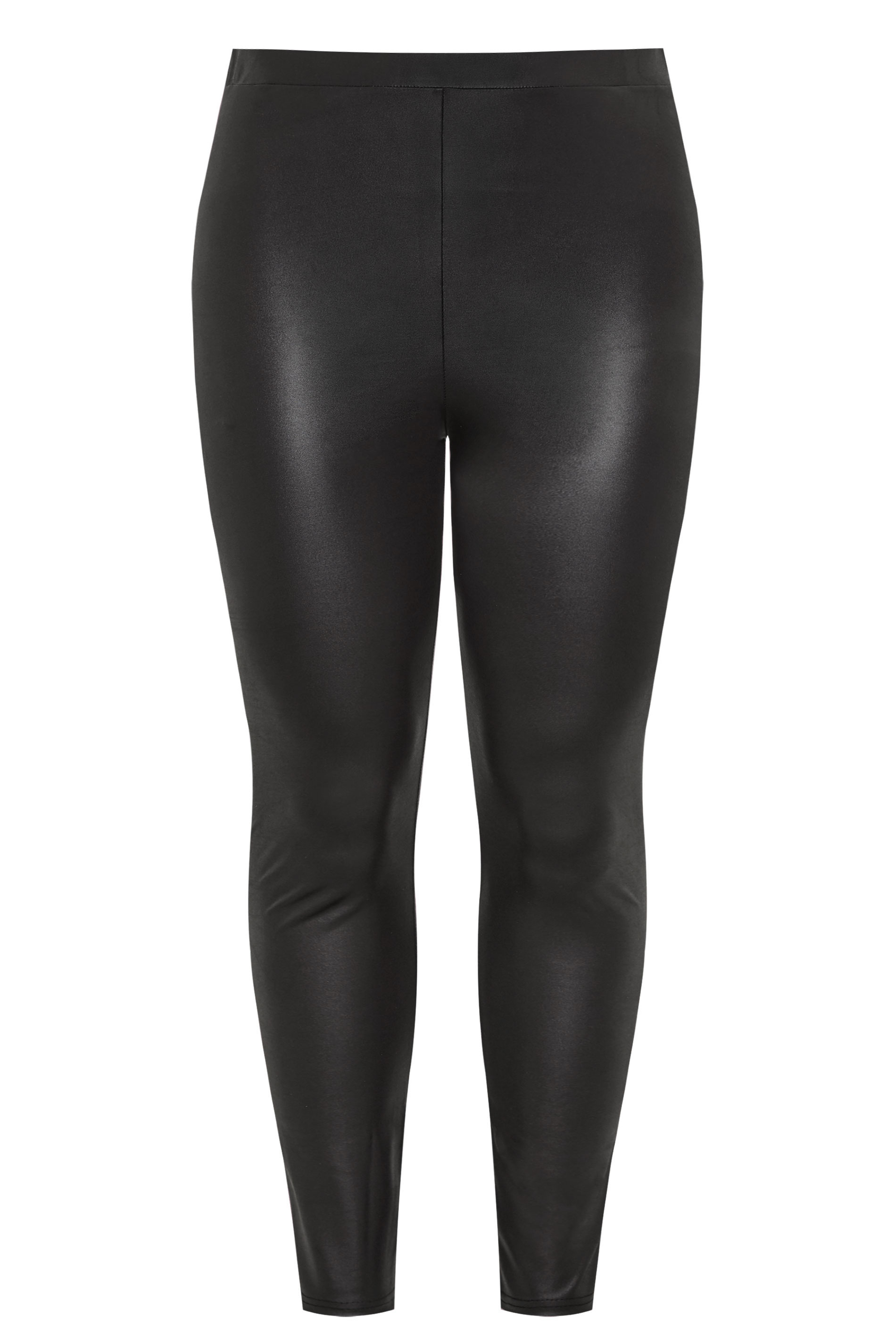 Black Coated Stretch Leggings | Yours Clothing