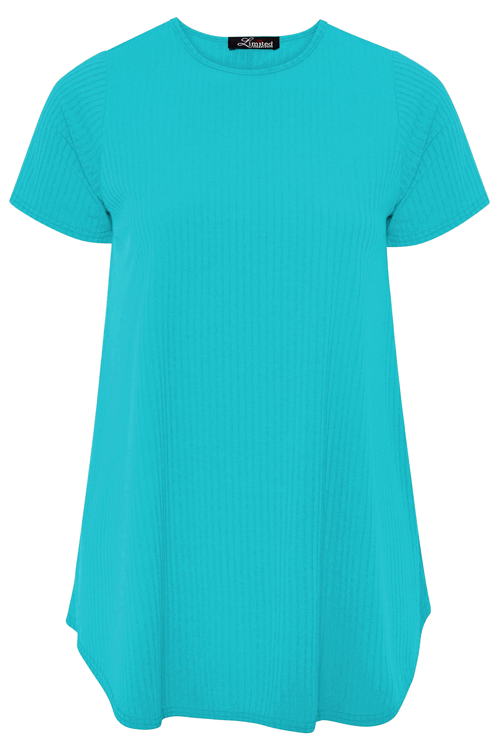 LIMITED COLLECTION Blue Ribbed Short Sleeve T-shirt | Yours Clothing