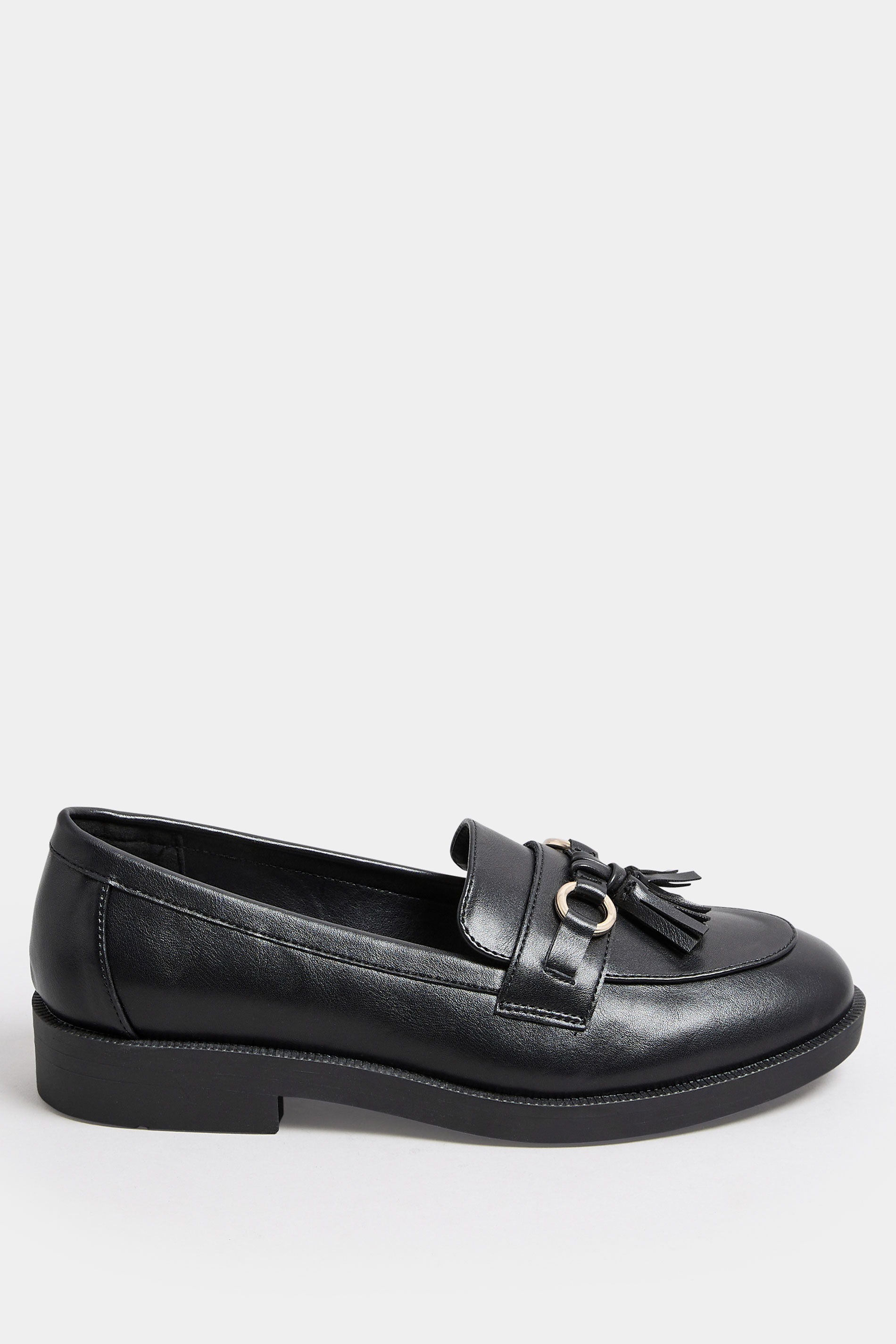 Black Tassel Detail Loafers In Extra Wide EEE Fit | Yours Clothing 2