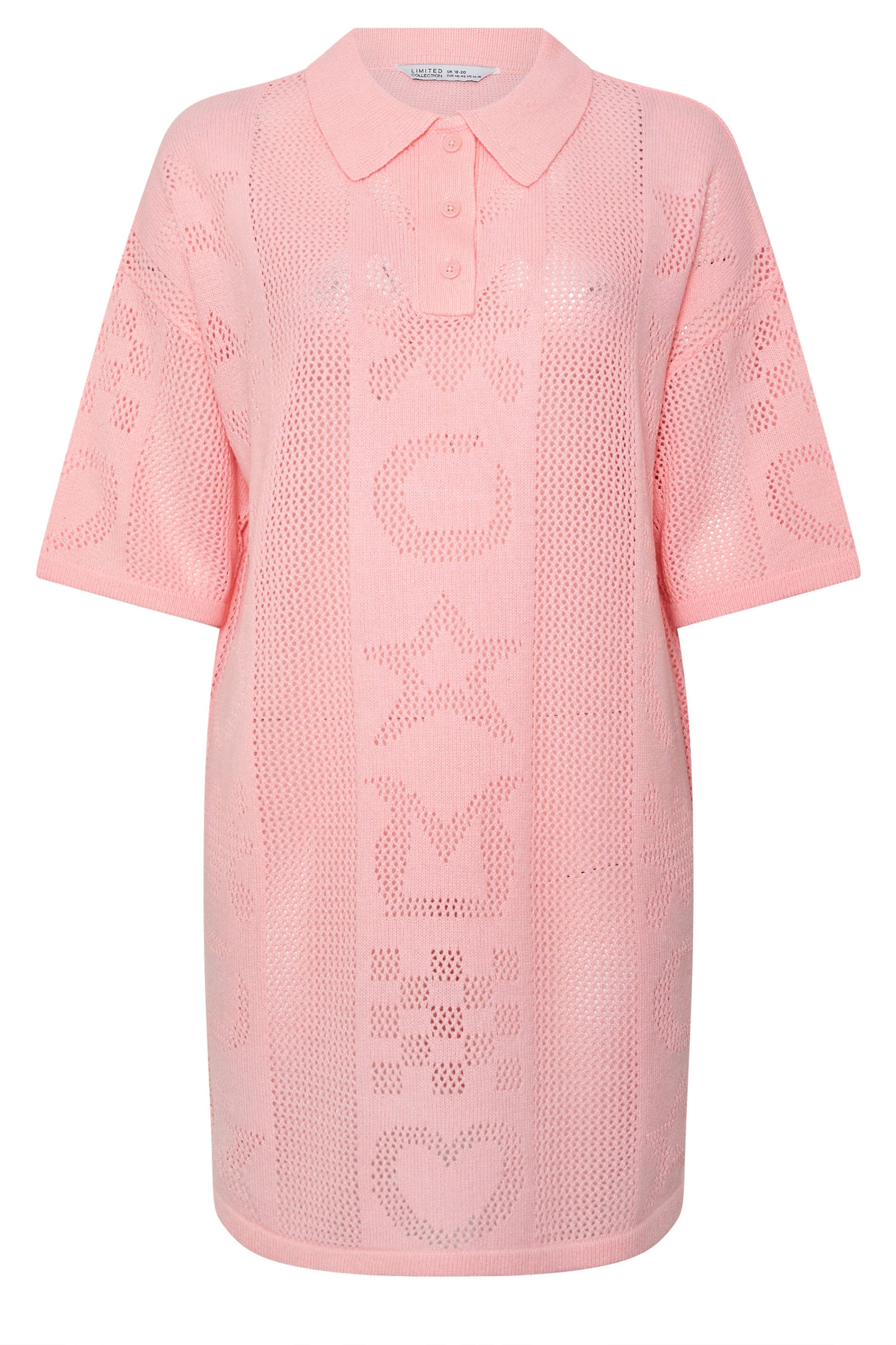 LIMITED COLLECTION Plus Size Pink Sea Knitted Dress | Yours Clothing 5