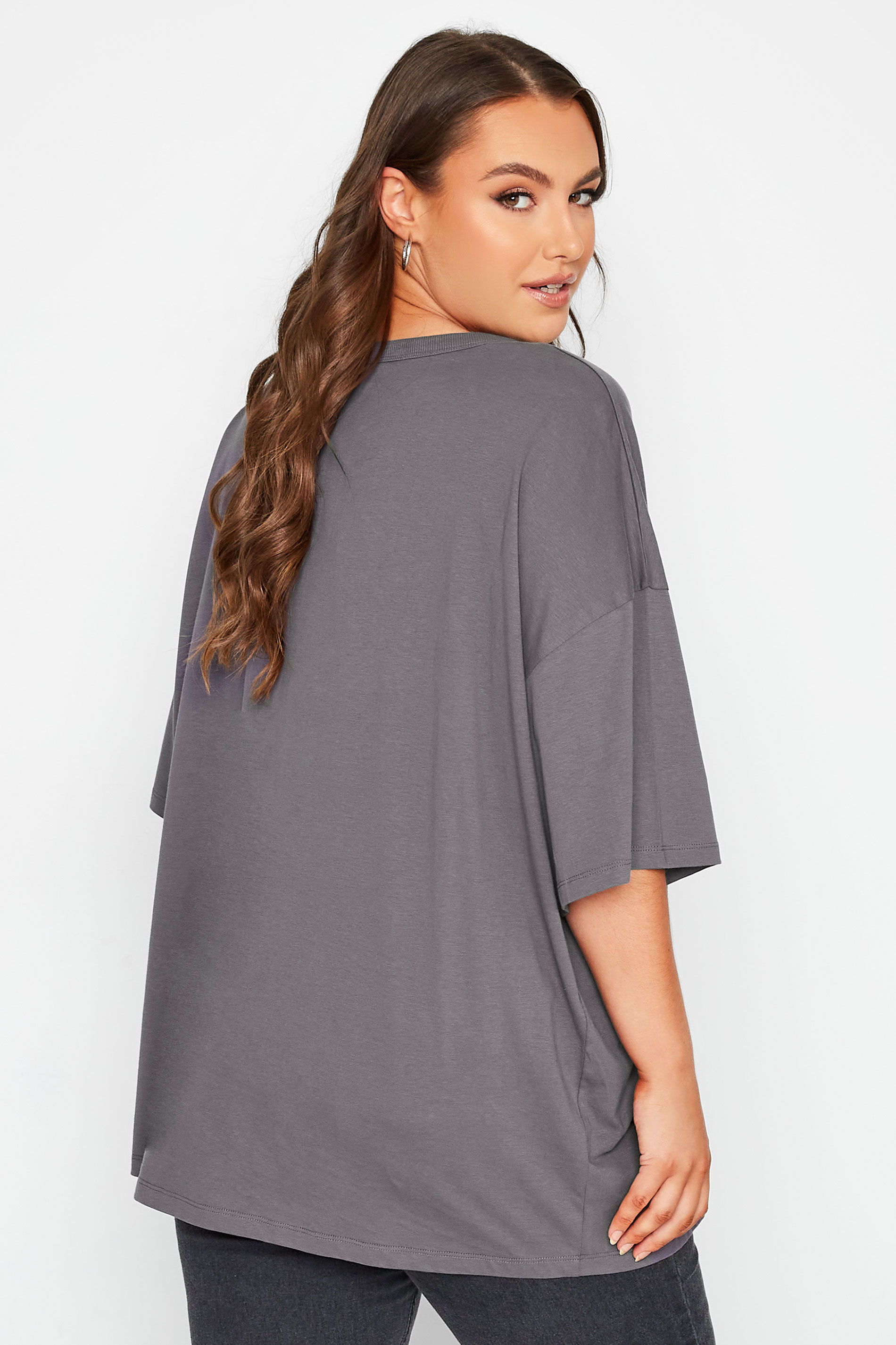 Plus Size Grey Oversized Boxy T-Shirt | Yours Clothing 3