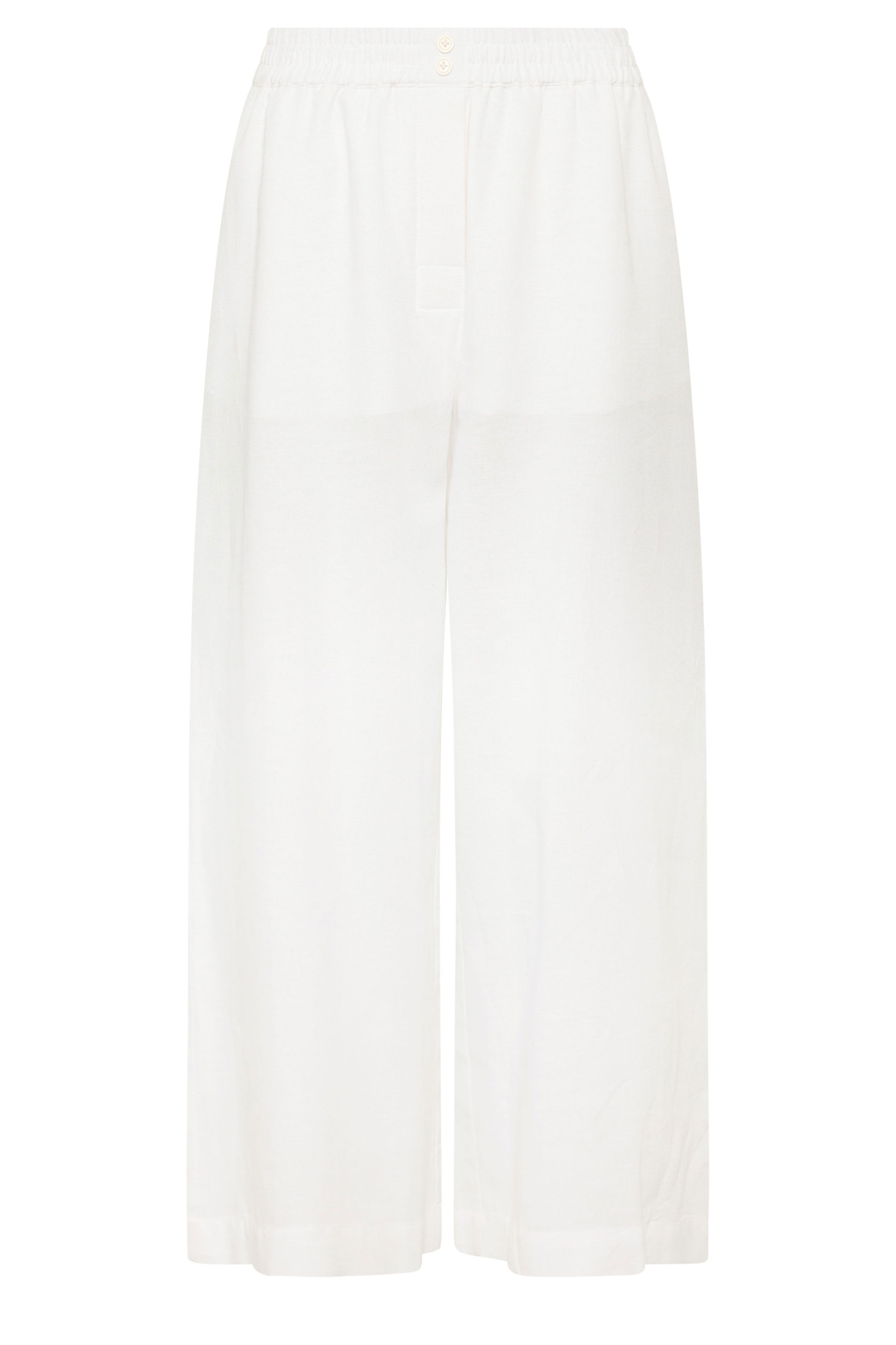 PixieGirl Petite Women's White Button Linen Wide Leg Trousers | PixieGirl 5