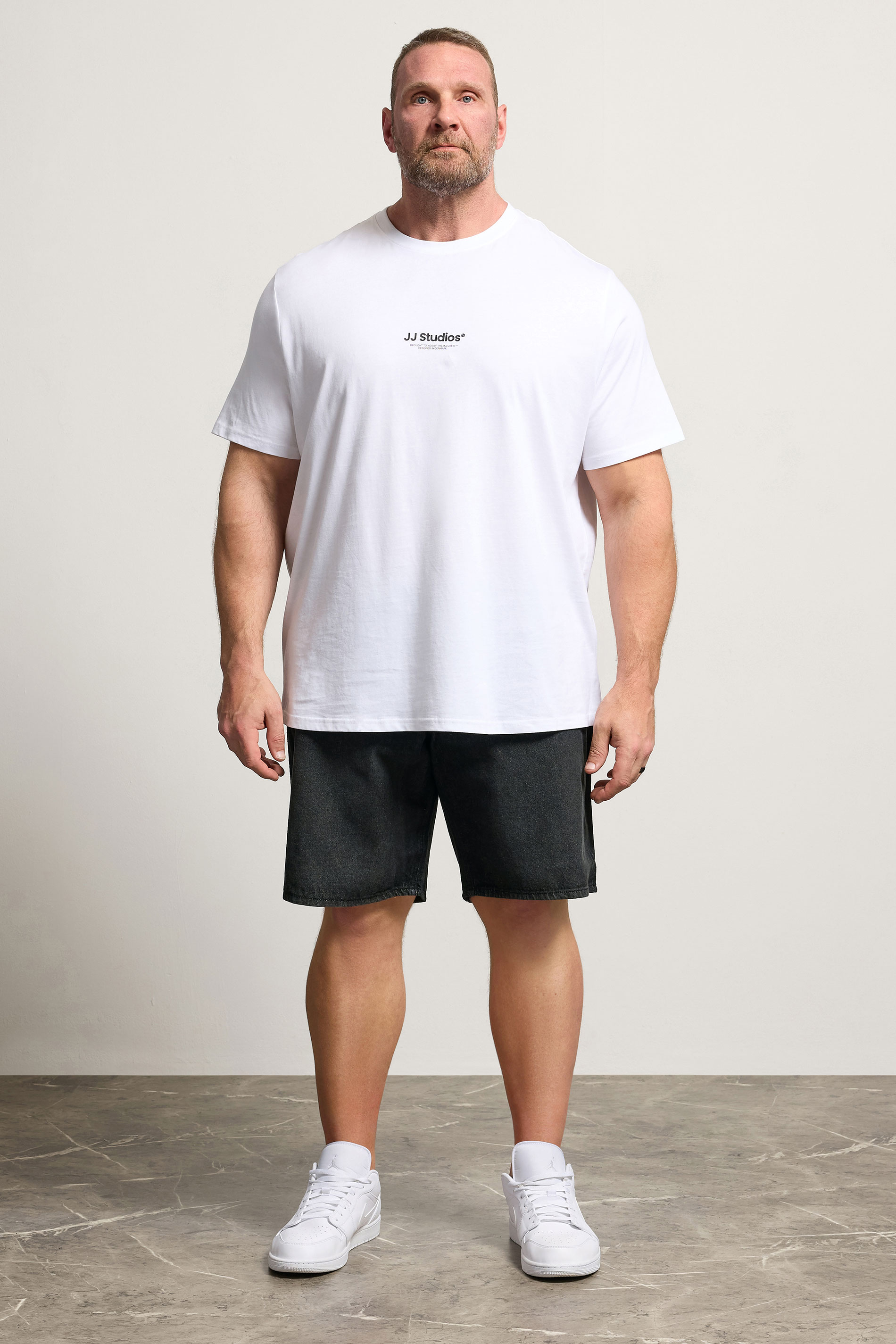 JACK & JONES Big & Tall Grey Denim Shorts | BadRhino 1