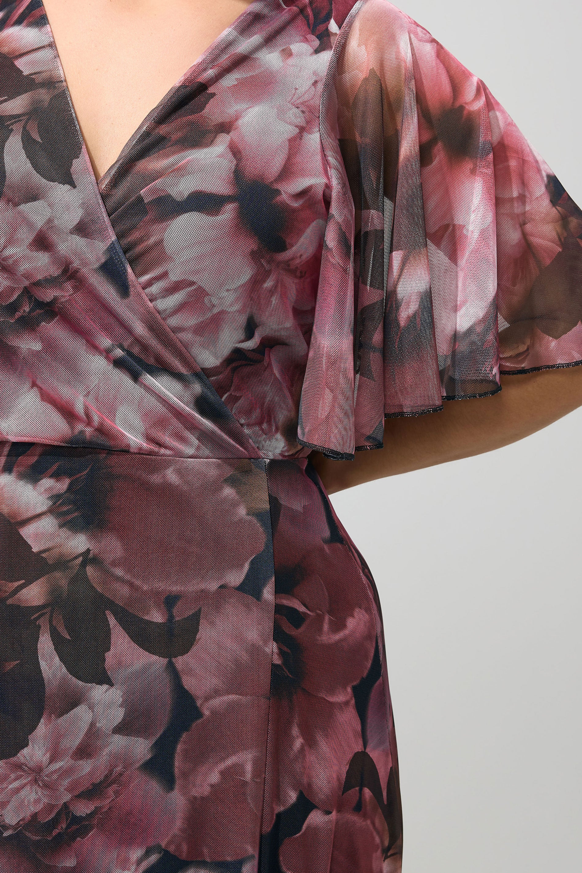 YOURS LONDON Plus Size Burgundy Red Floral Abstract Mesh Dress | Yours Clothing 4