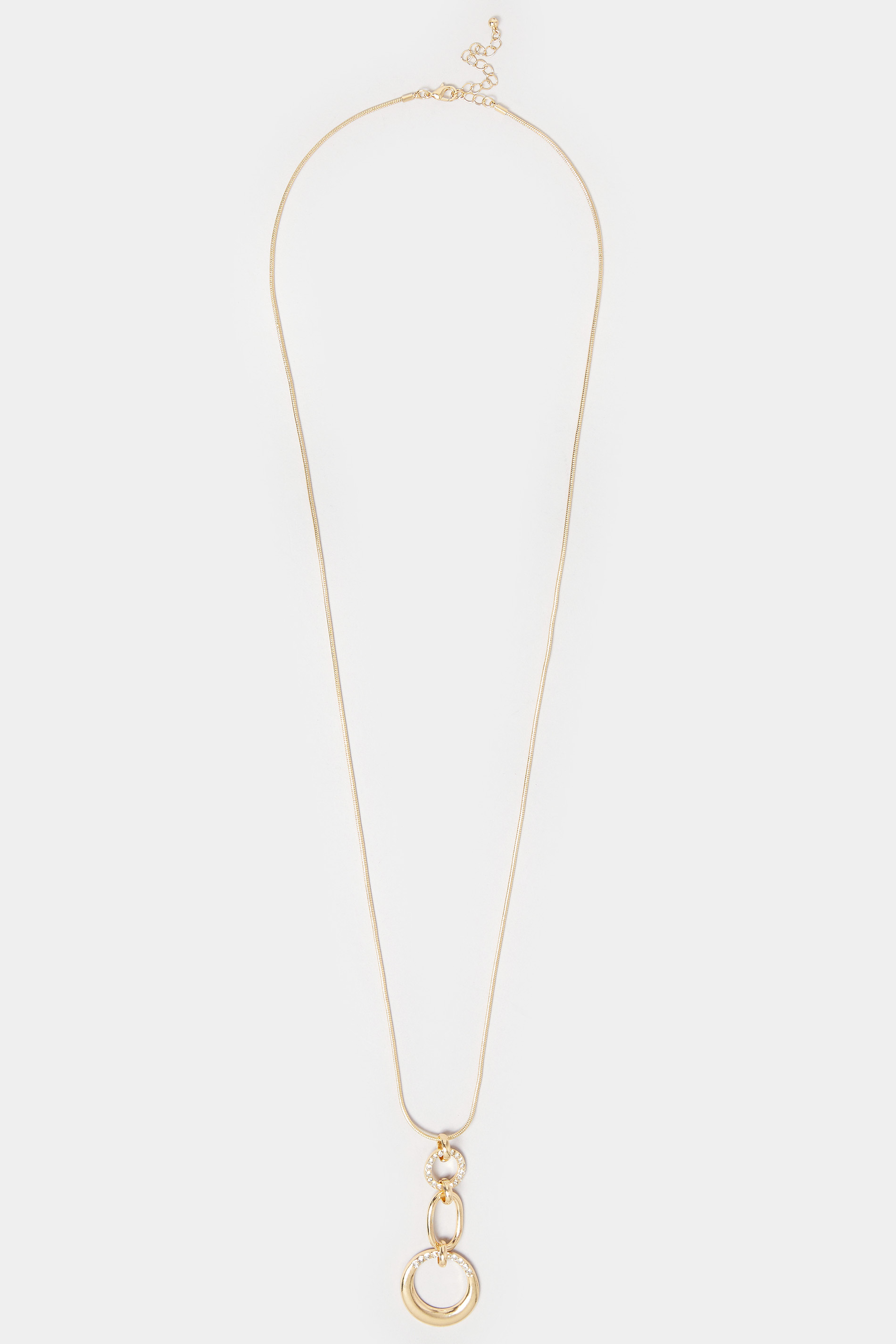 Gold Tone Diamante Triple Circle Necklace | Yours Clothing 2
