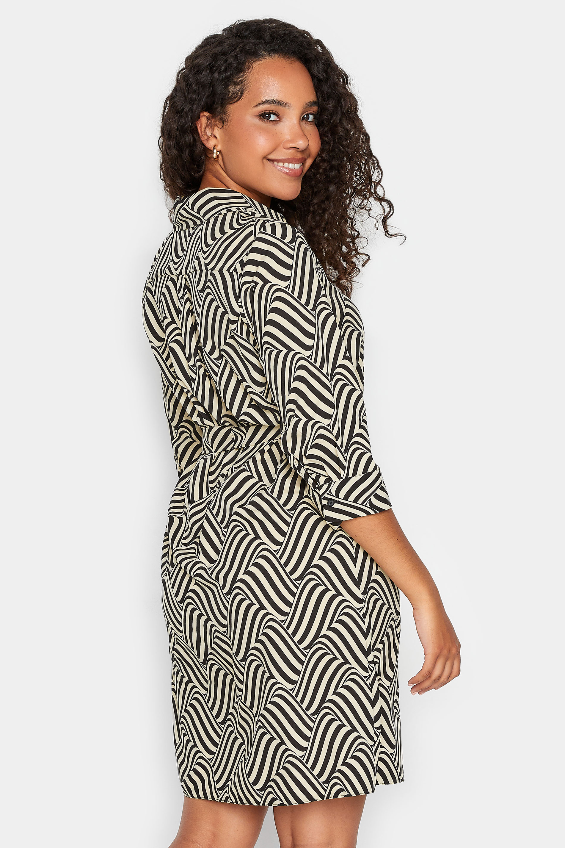 M&Co Natural Brown Geometric Print Shirt Dress | M&Co 3