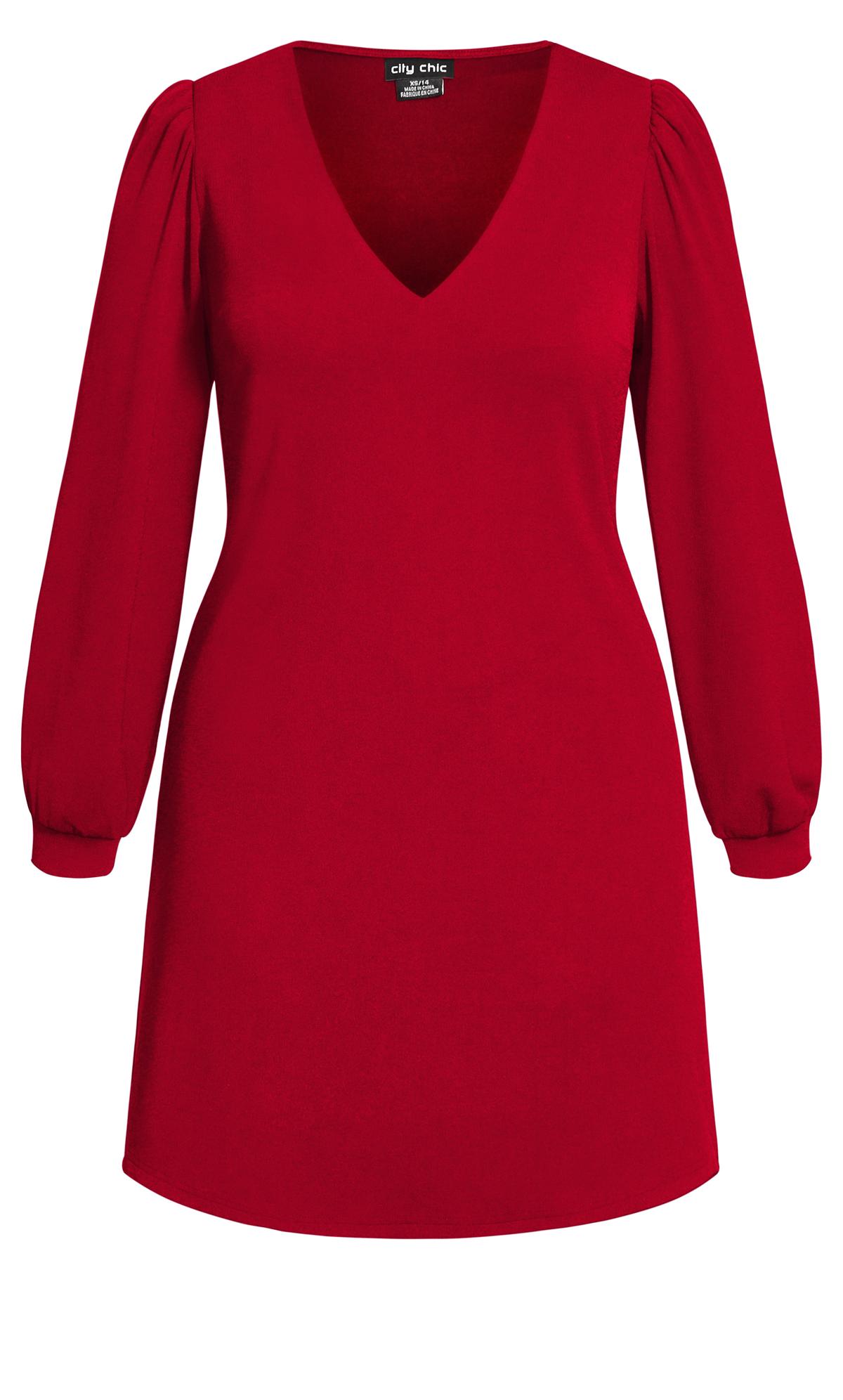 Evans Burgundy Red Puff Sleeve Shift Dress 2
