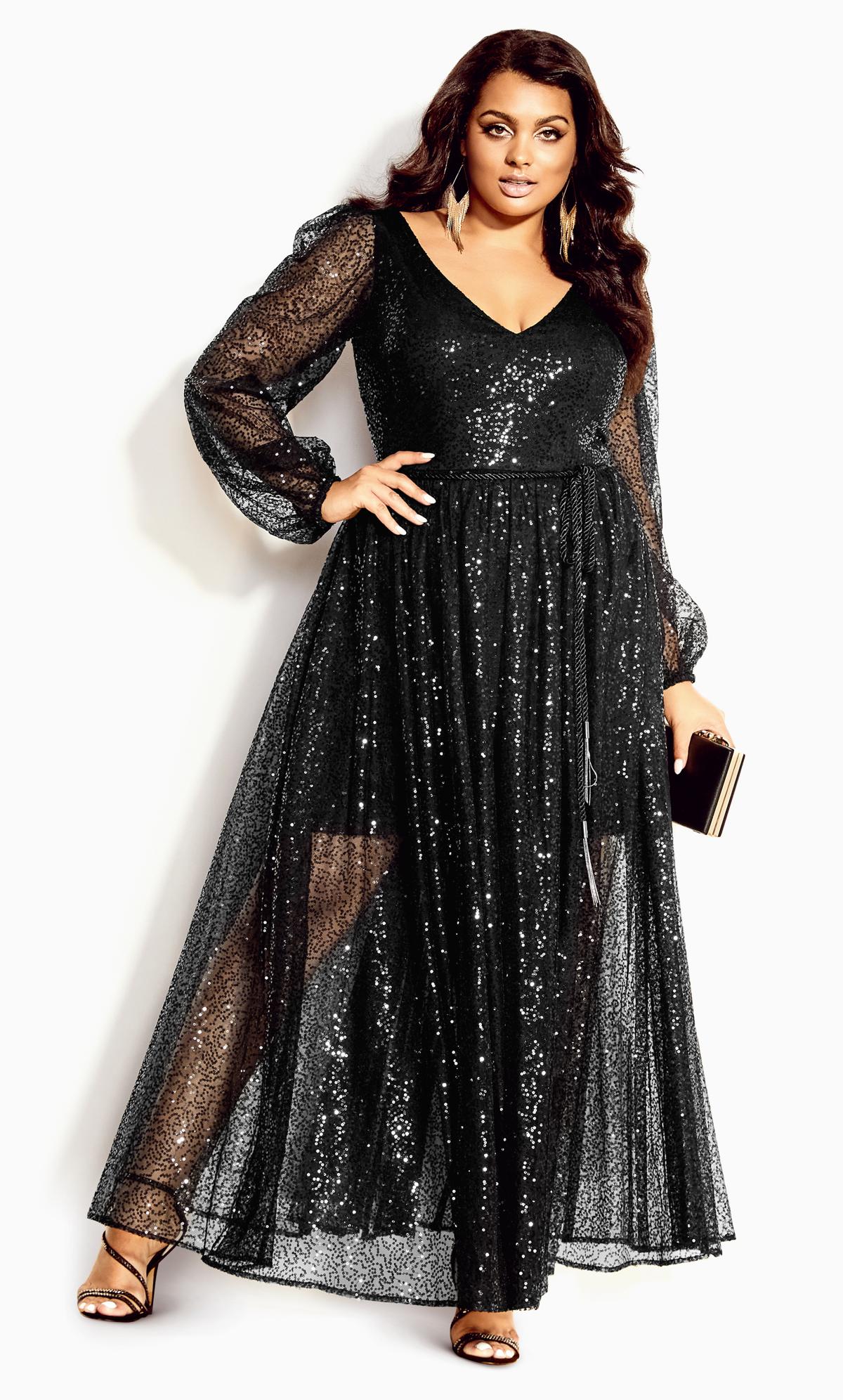 Black Sequin Starry Nights Luxe Maxi Dress 1