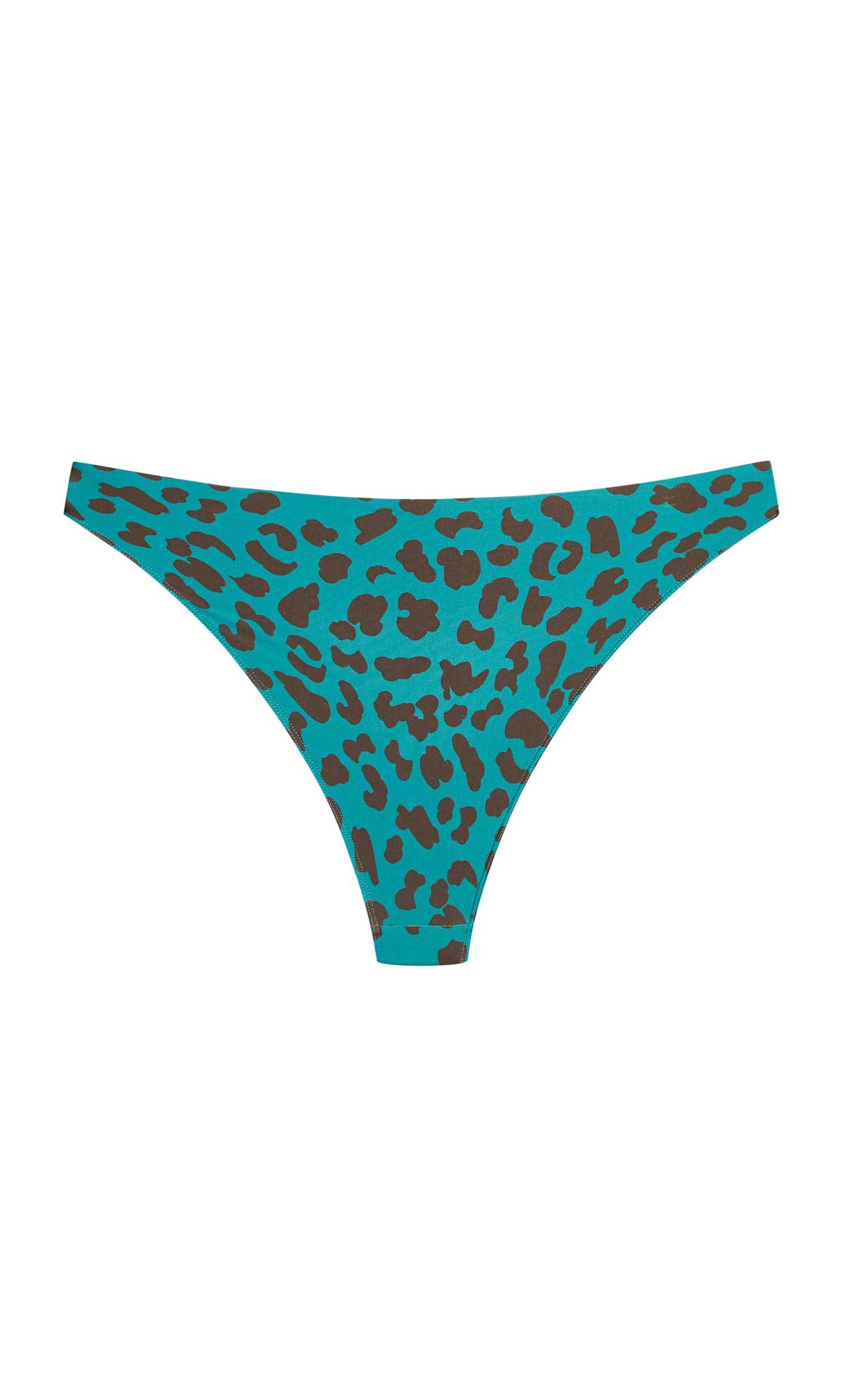 Evans Turquoise Blue Animal Print Bikini Brief 3