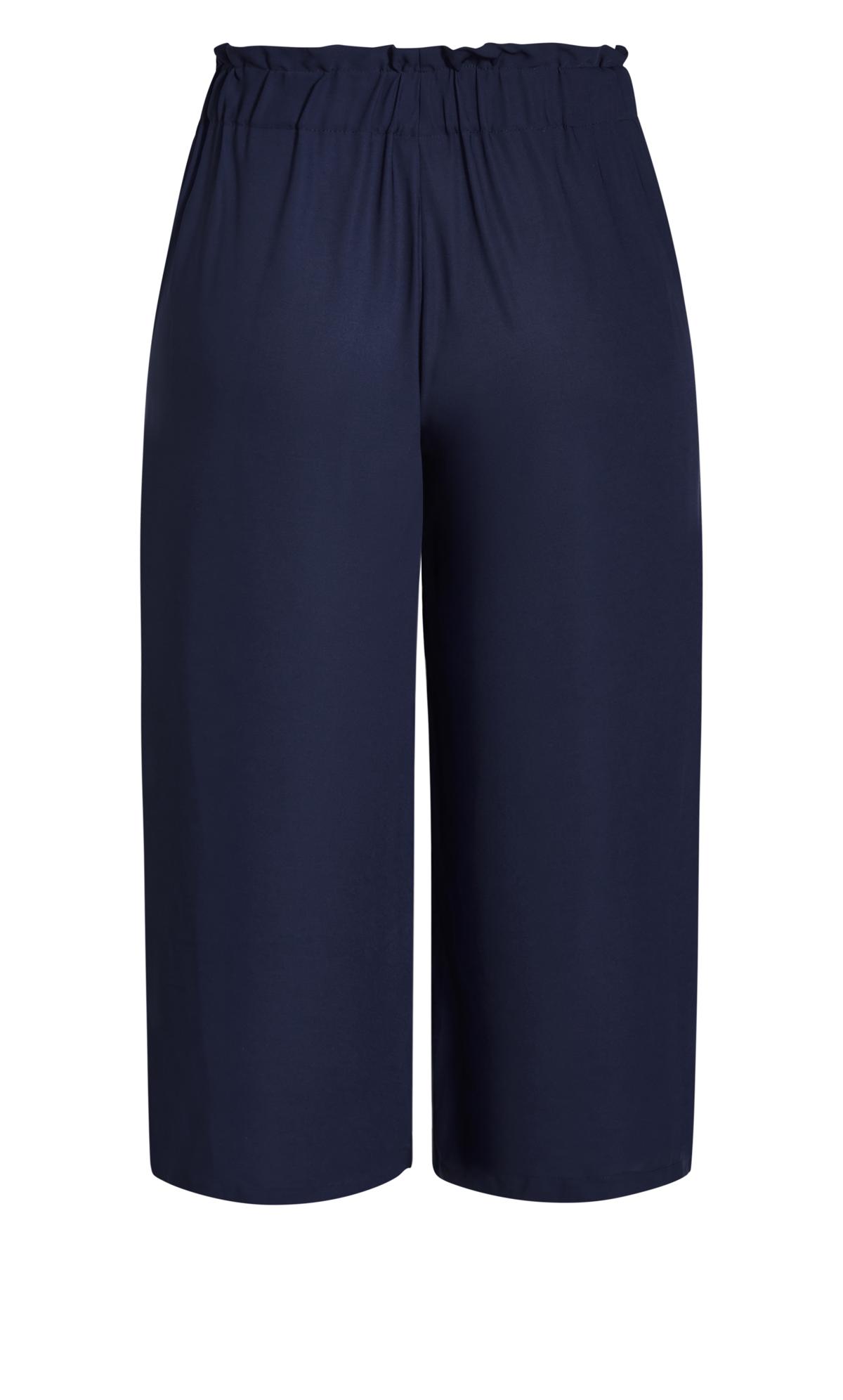 Evans Navy Blue Belted Wide Leg Trousers 3