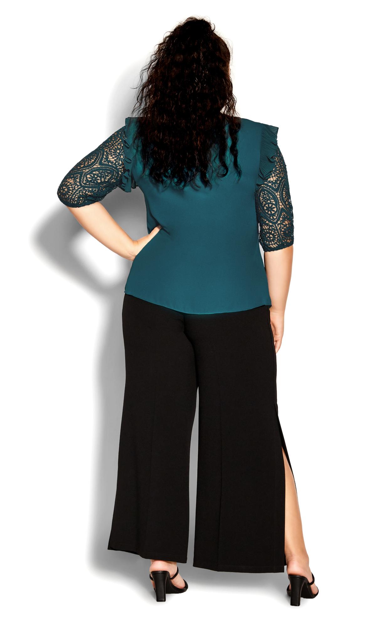 Evans Teal Green Lace Sleeve Top 3