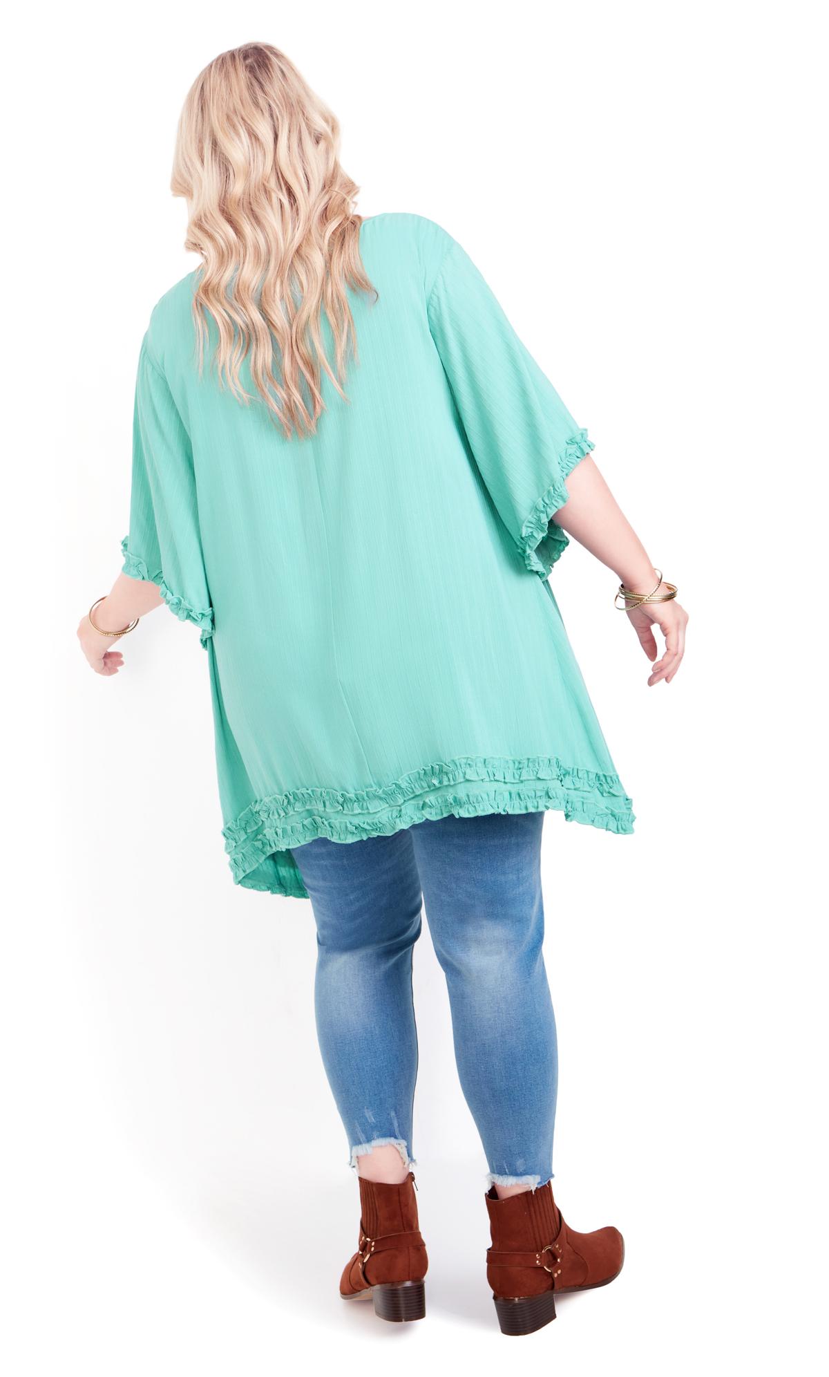 Evans Turquoise Blue Frill Sleeve Oversized Top 3