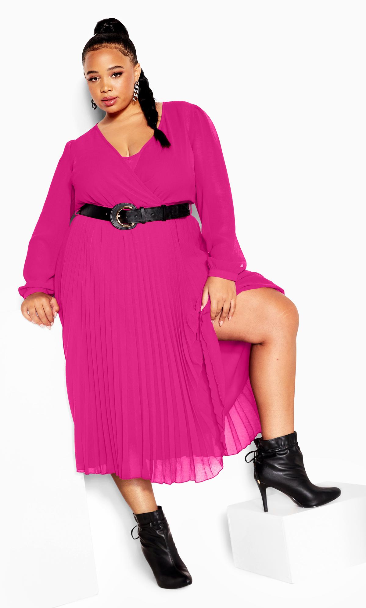Evans Sangria Pink Chiffon Wrap Dress 1