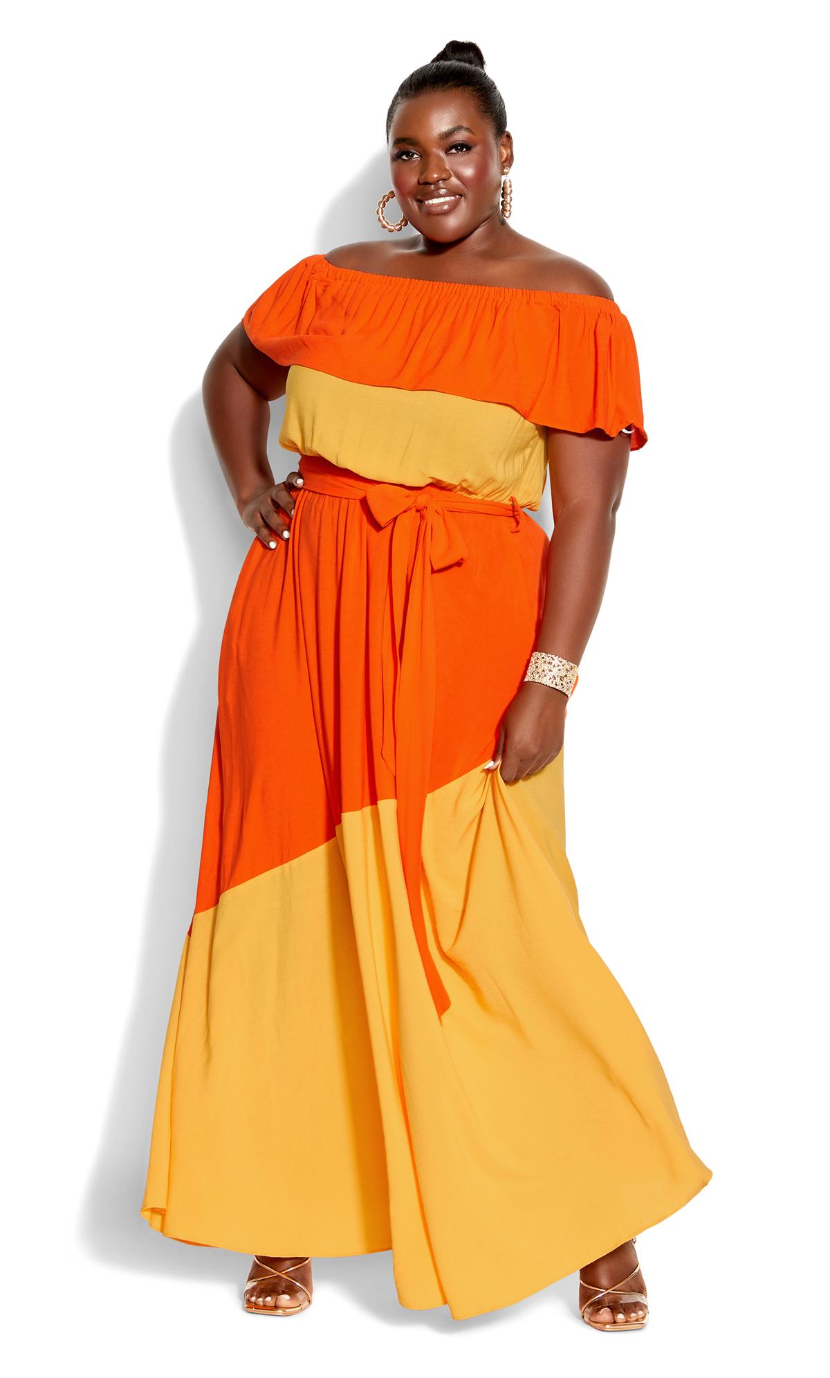 Evans Orange Colour Burst Maxi Dress 2