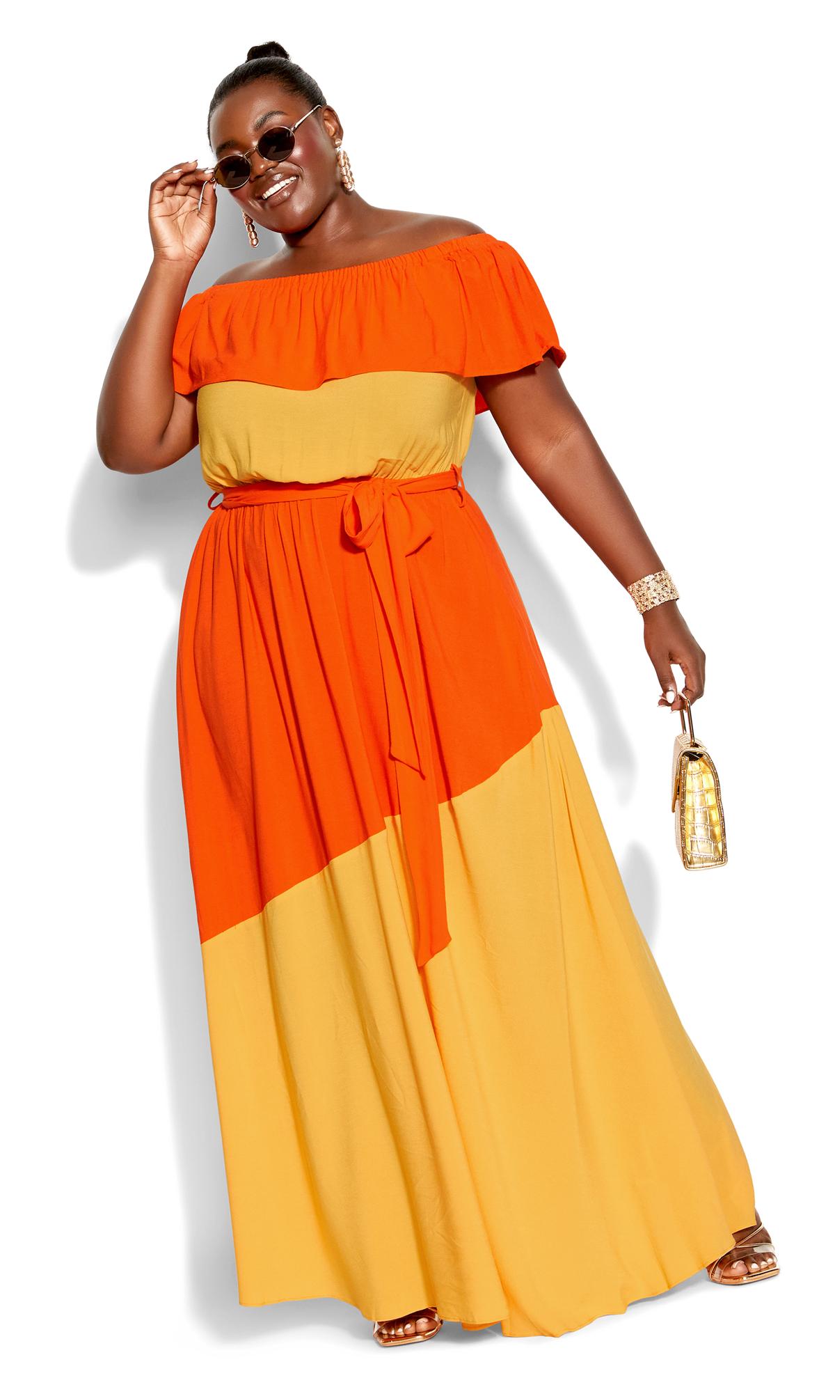 Evans Orange Colour Burst Maxi Dress 1