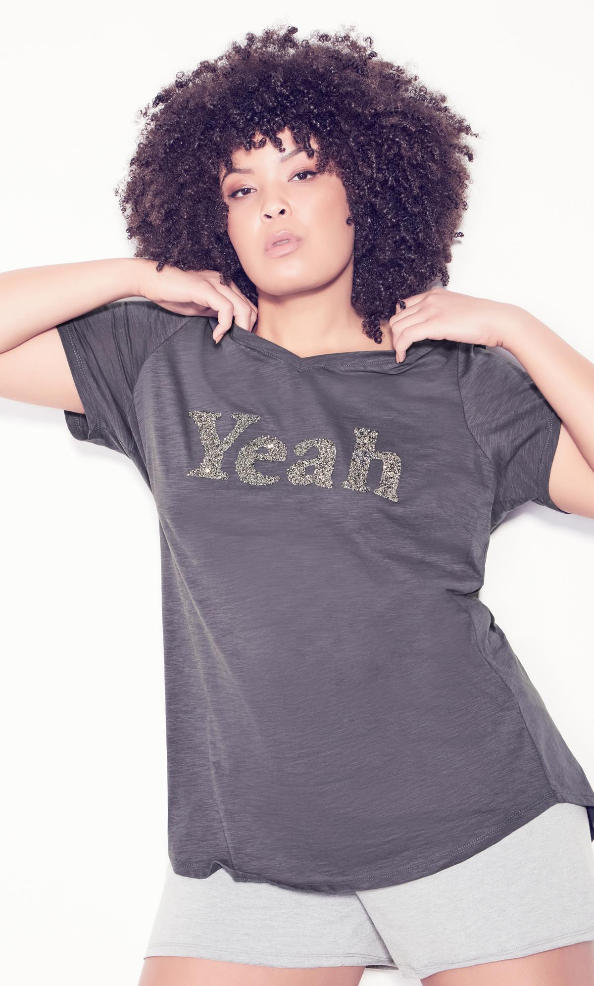 Evans Black 'Yeah' Slogan T-Shirt 3