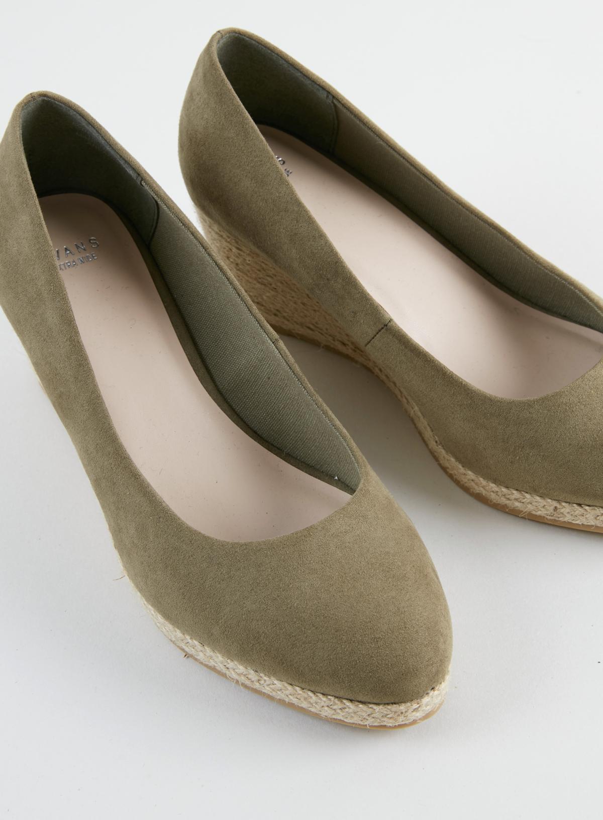 Extra Wide Fit Woven Wedge Court Heels Khaki 3