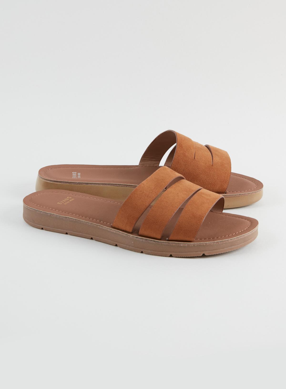 Evans Brown WIDE FIT Cut-out 3 Strap Sliders 2
