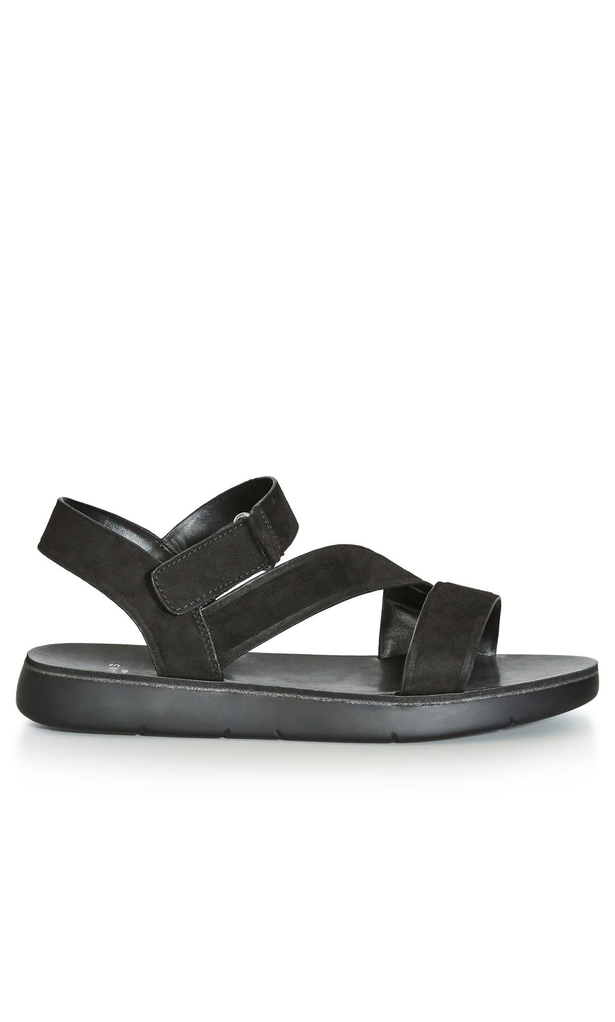 Plus Size Cross Strap Sporty Sandal Black 2