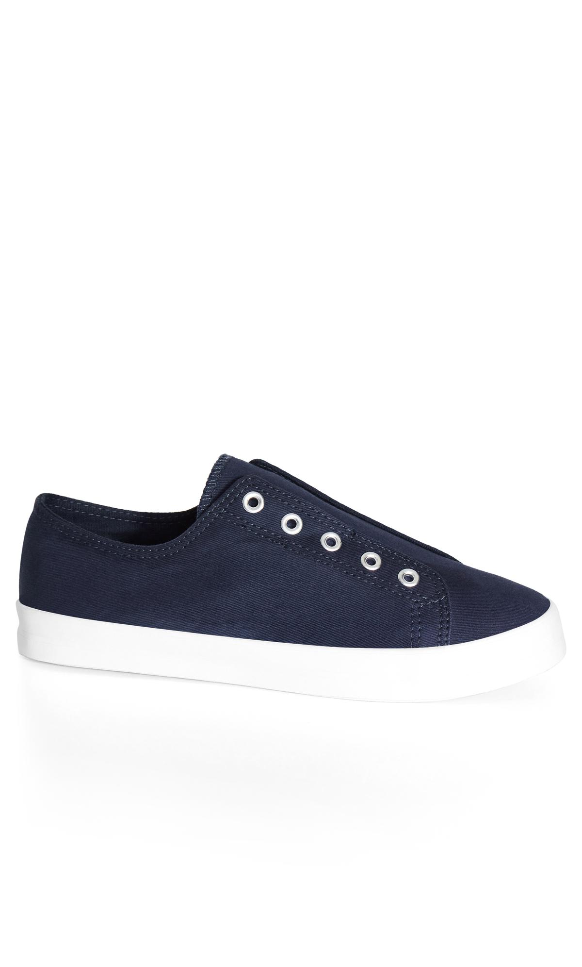 Evans Navy WIDE FIT Laceless Trainer 2