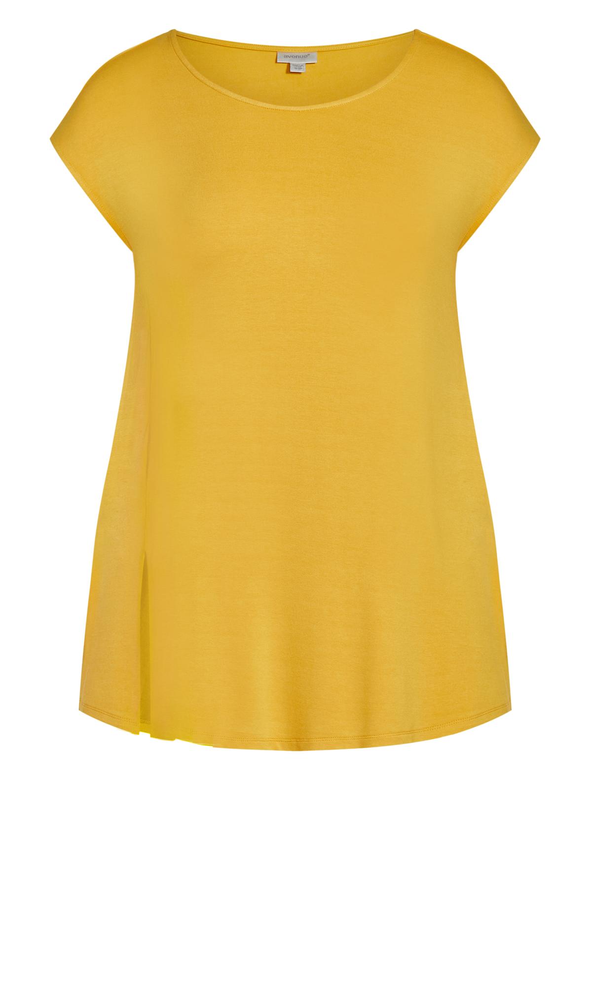 Evans Mustard Yellow Split Hem T-Shirt 2