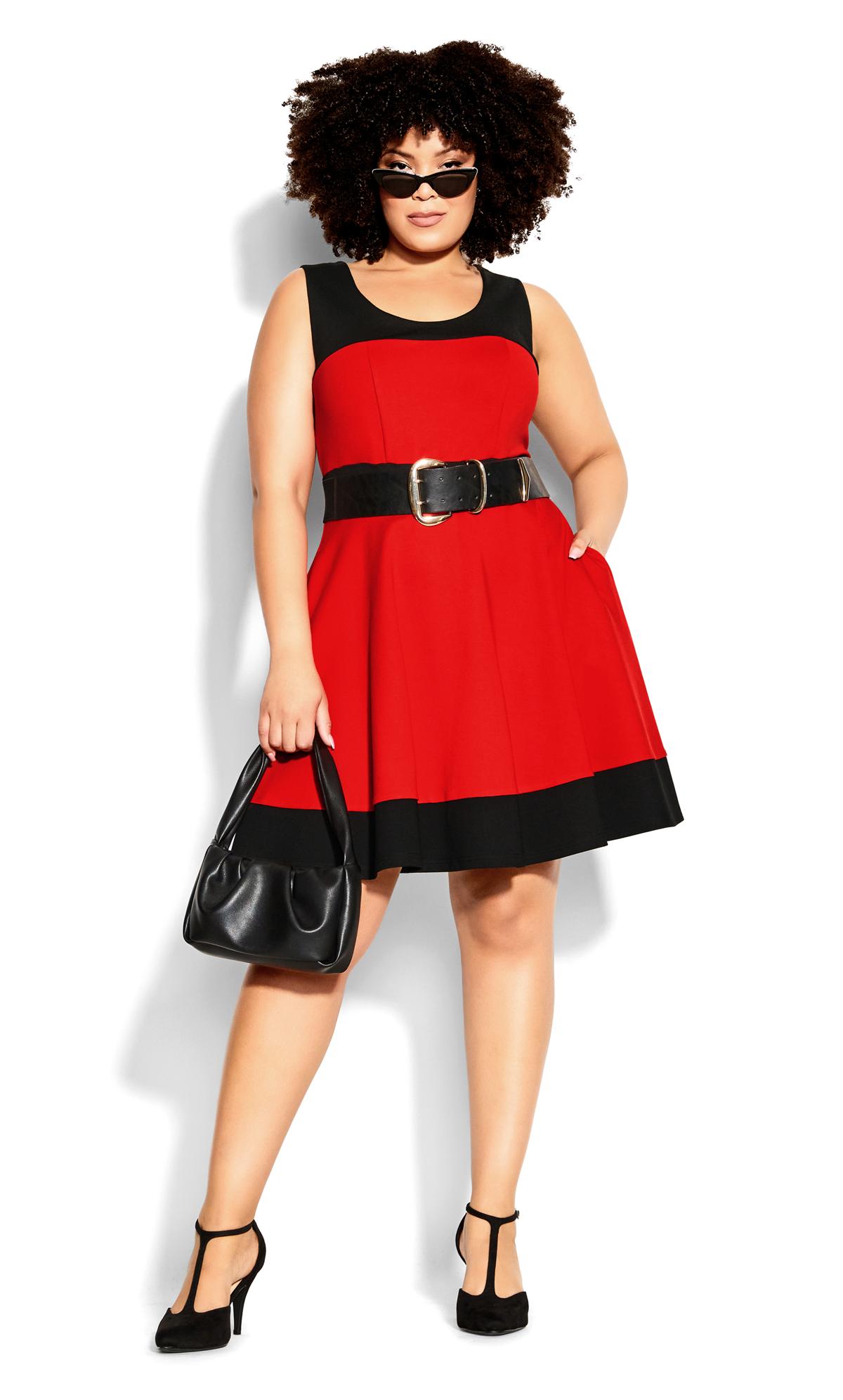 Evans Red & Black Skater Mini Dress 3