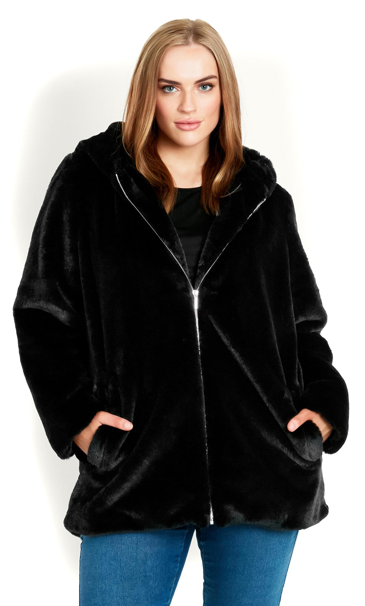 Fur Black Zip Hood Jacket 1