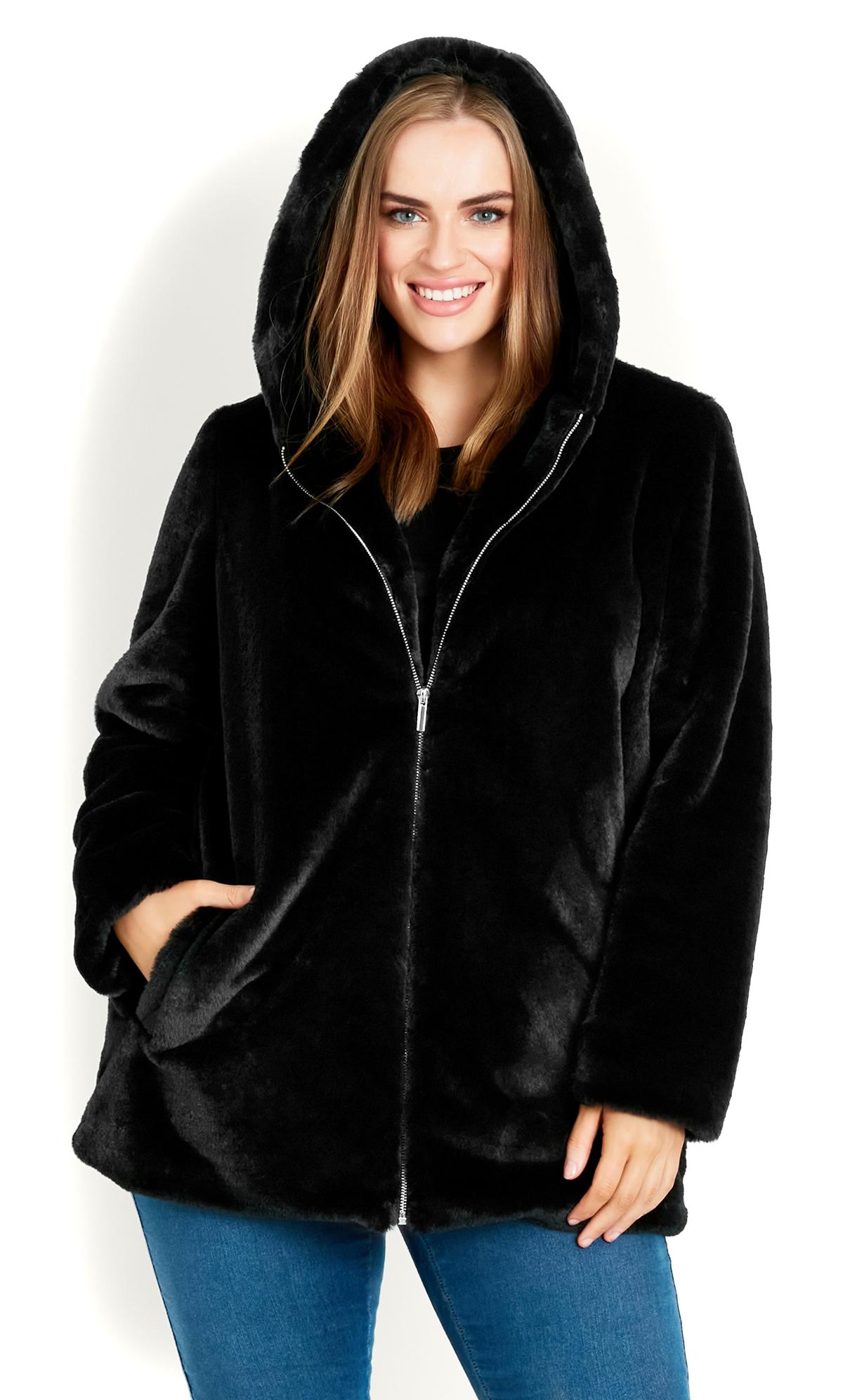 Fur Black Zip Hood Jacket 3