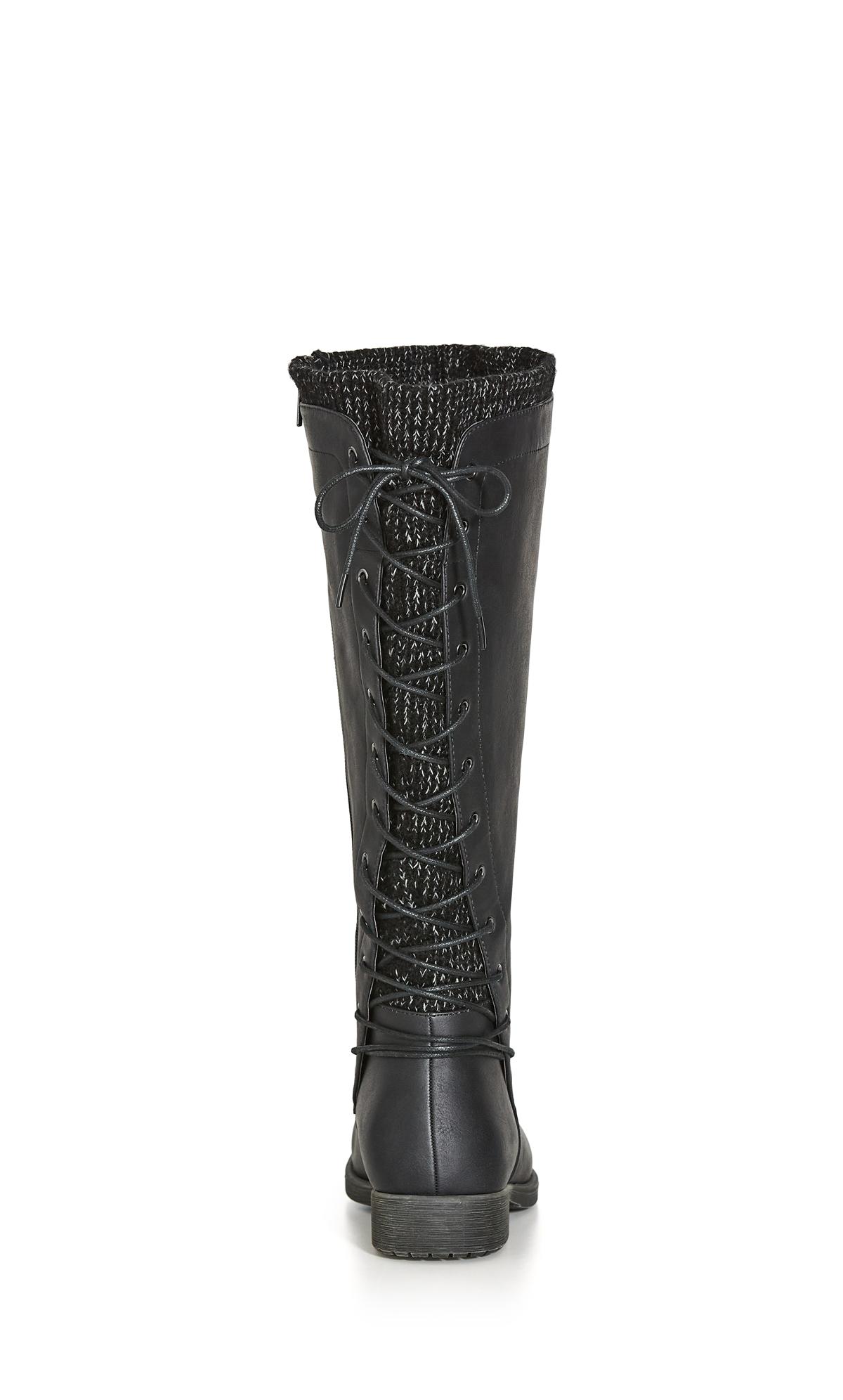 CloudWalkers Black WIDE FIT Lace Back Tall Boot 3