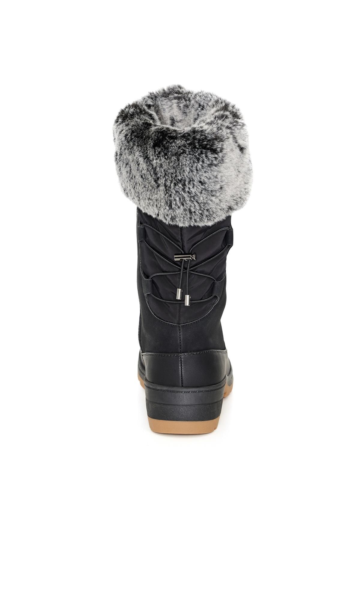 Evans WIDE FIT Black Faux Fur Lined Snow Boots 3