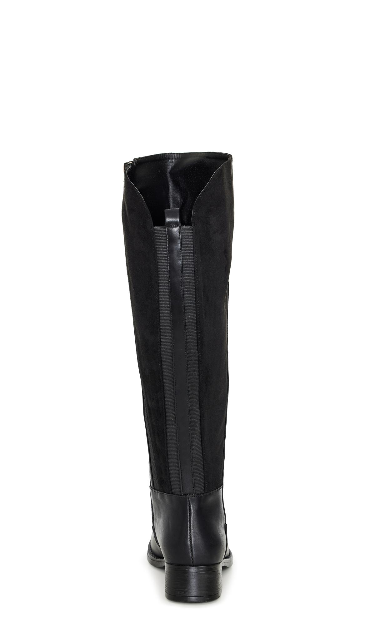 Evans WIDE FIT Black Faux Leather Studded Knee High Boots 3