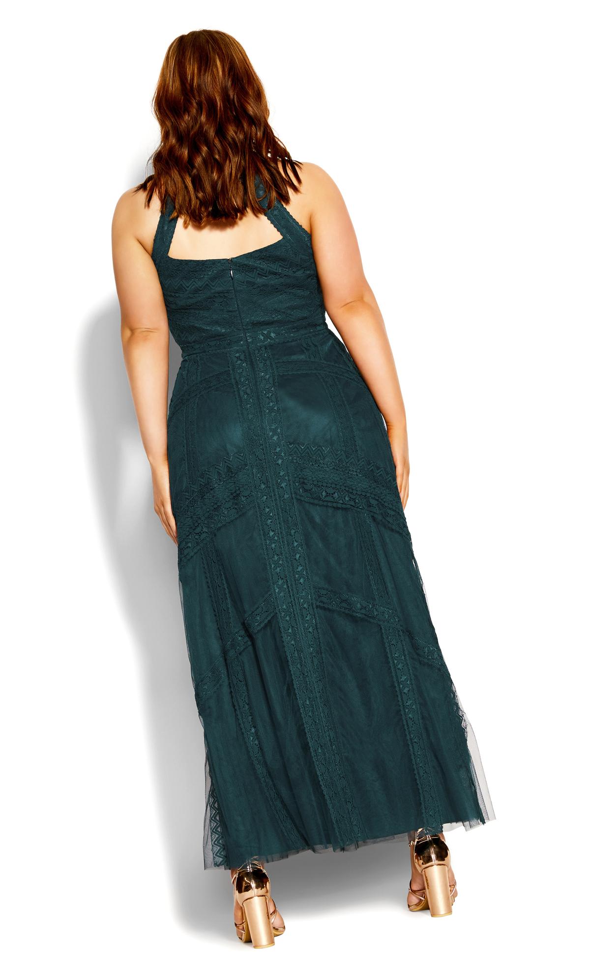 Evans Emerald Green Lace Detail Maxi Dress 3
