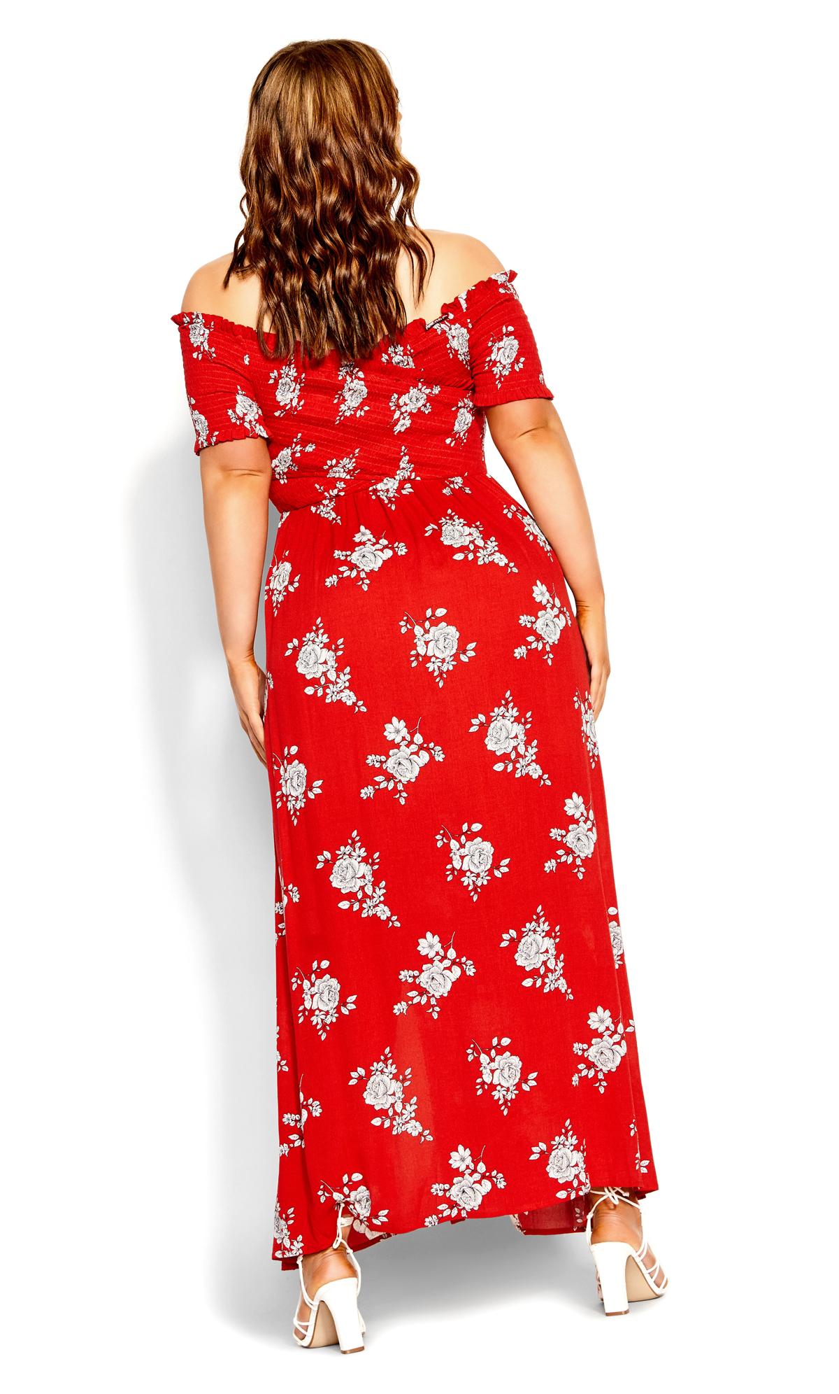 Rose Love Off-Shoulder Red Floral Maxi Dress 3