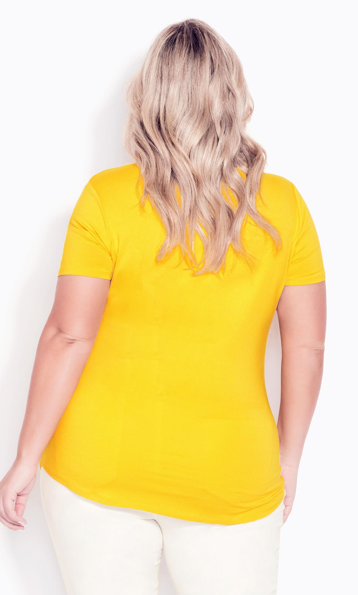 Evans Bright Yellow Cut Out Longline T-Shirt 3