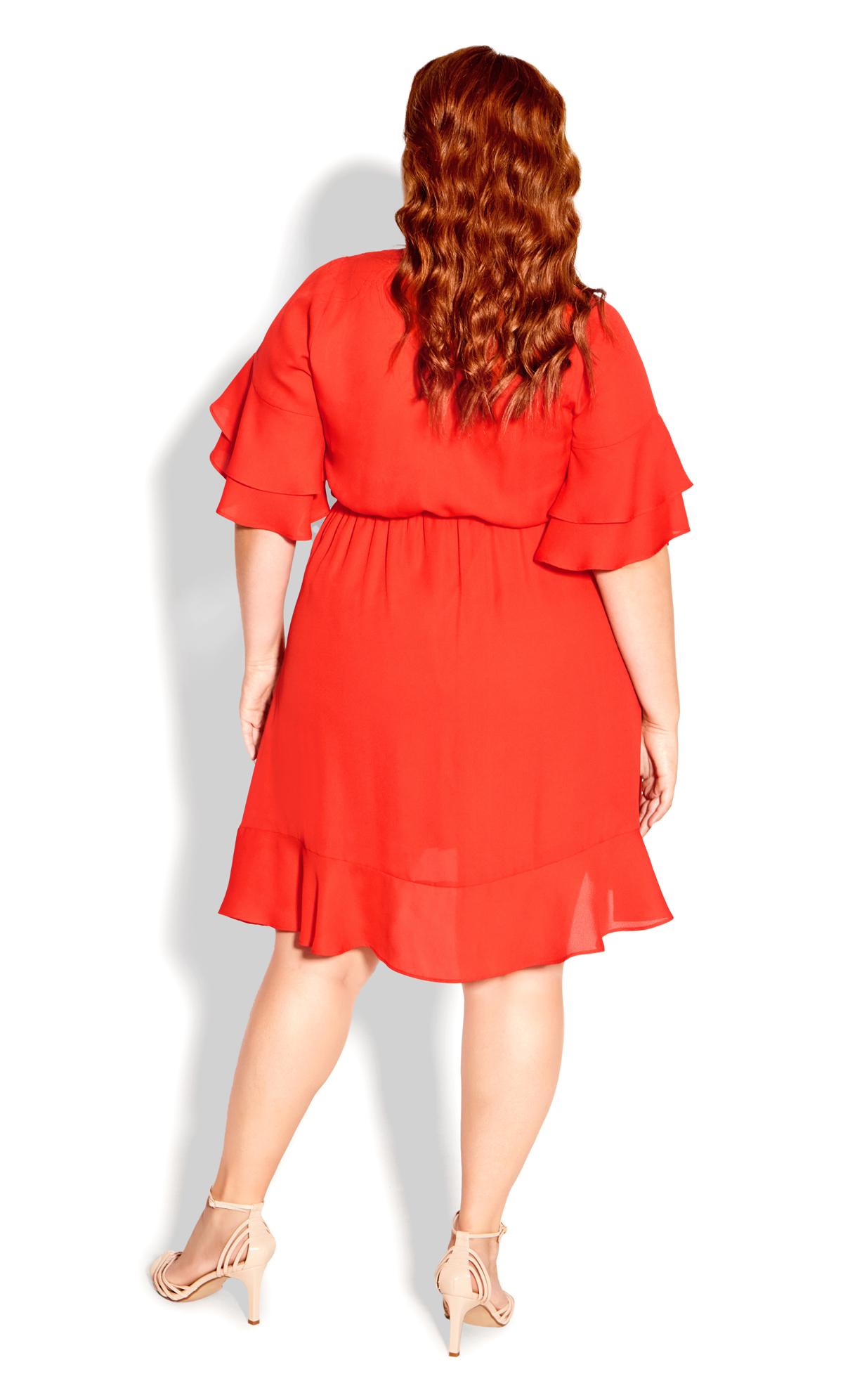 Evans Red Frill Sleeve Wrap Dress 3