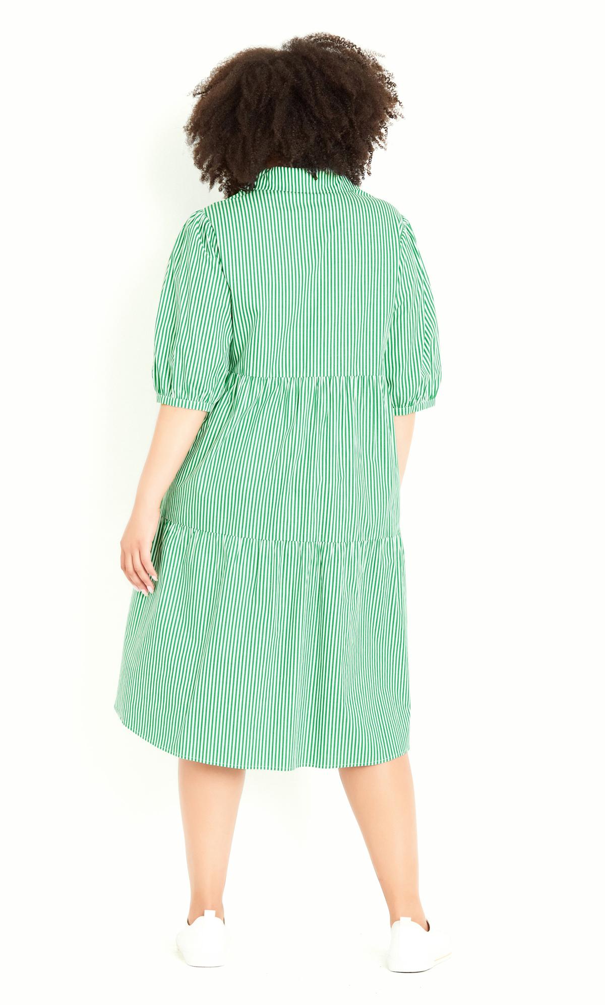Evans Green Pinstripe Tiered Shirt Dress 2