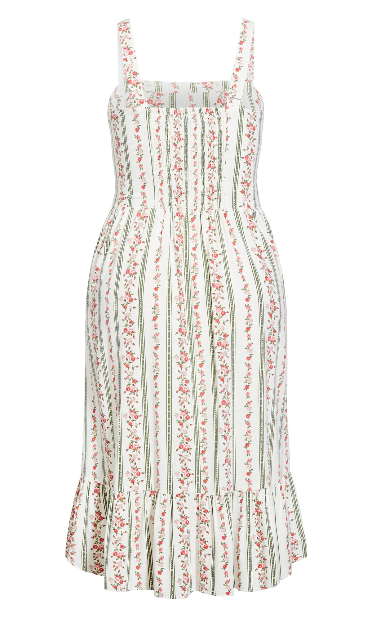 Evans White Floral Stripe Midi Dress 3