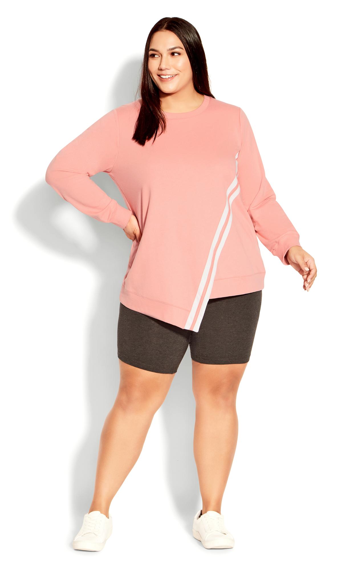 Evans Pink Stripe Asymmetric Hem Sweatshirt 2