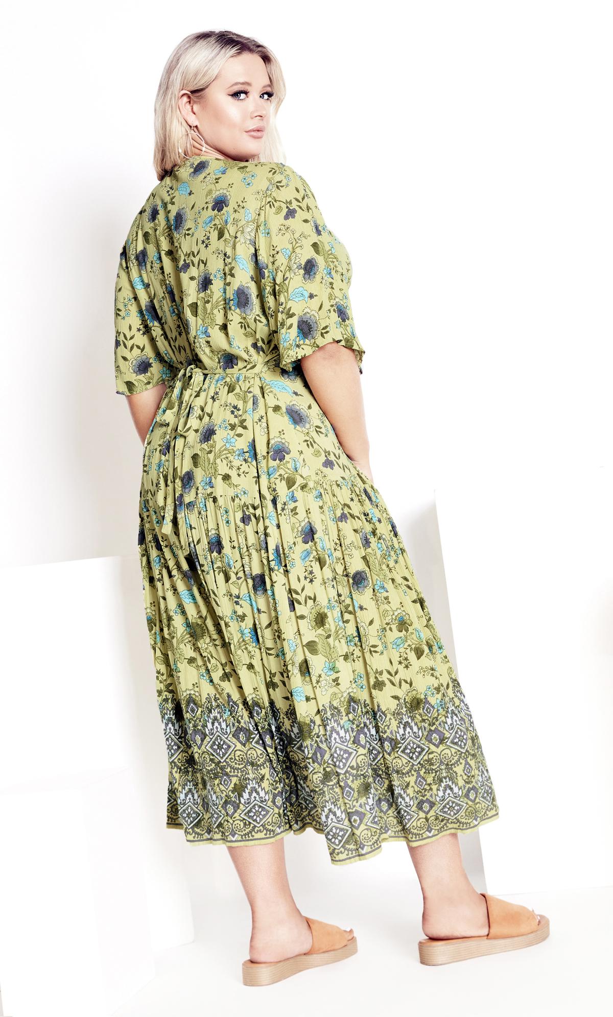 Evans Green Floral Border Print Midi Dress 3