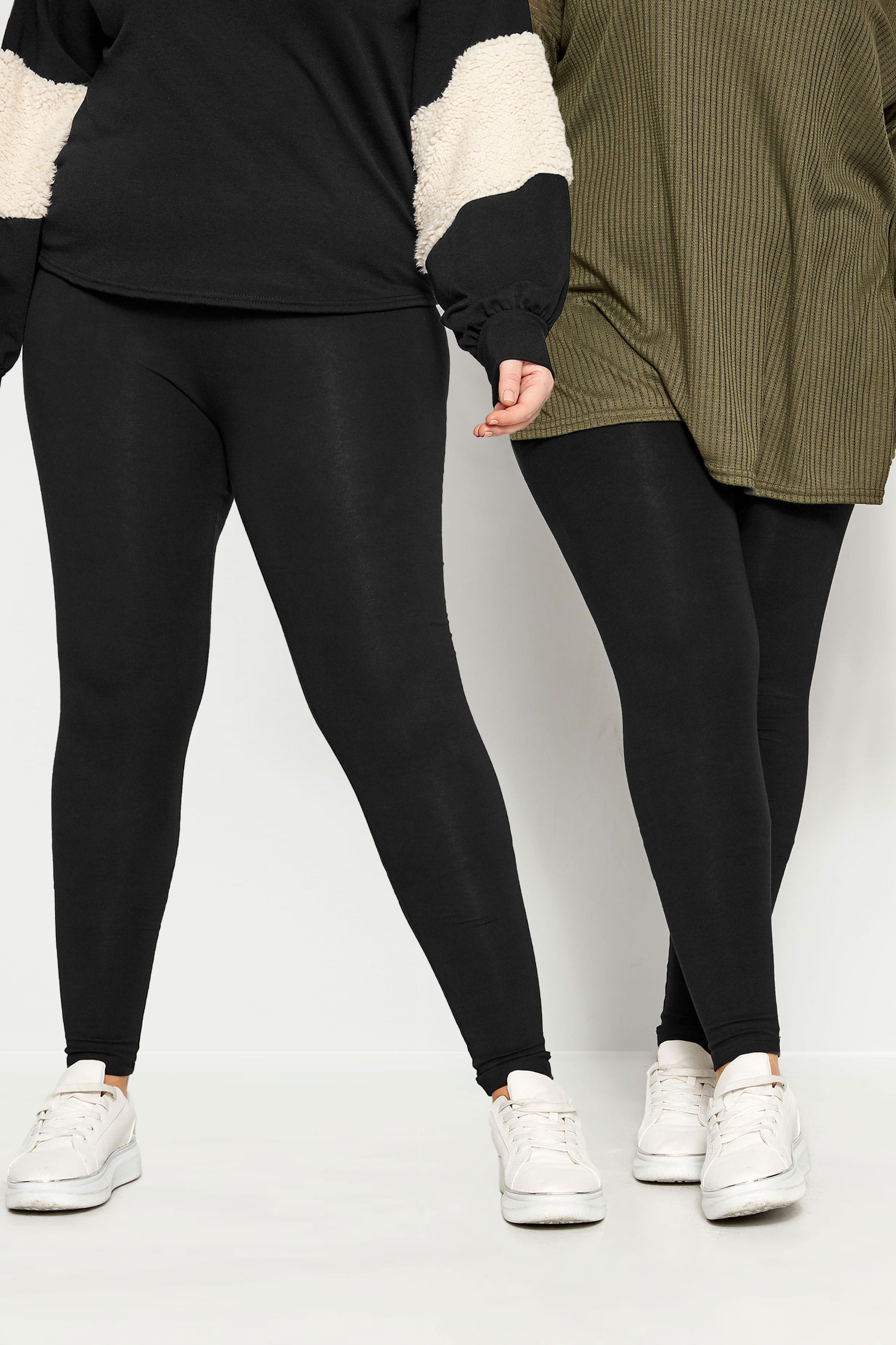 BUMP IT UP MATERNITY Black Cotton Essential Leggings With Comfort Panel Plus  Size 16 to 32