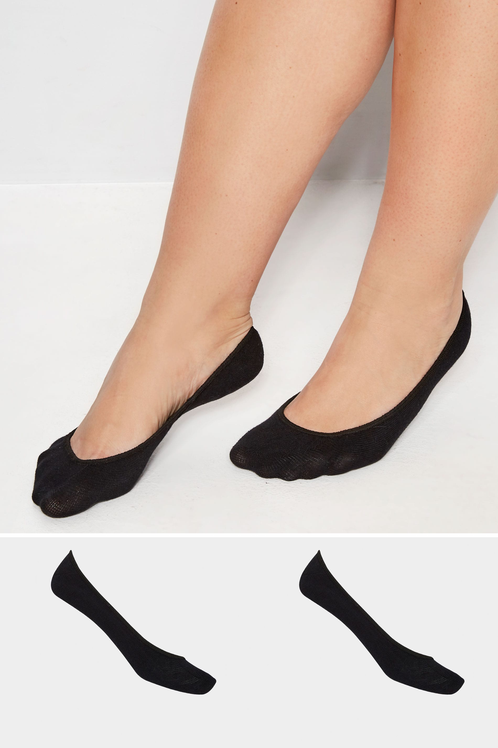 Wide Fitting 2 PACK Black Footsie Socks | Sizes 4 to 11 | Yours Clothing 1