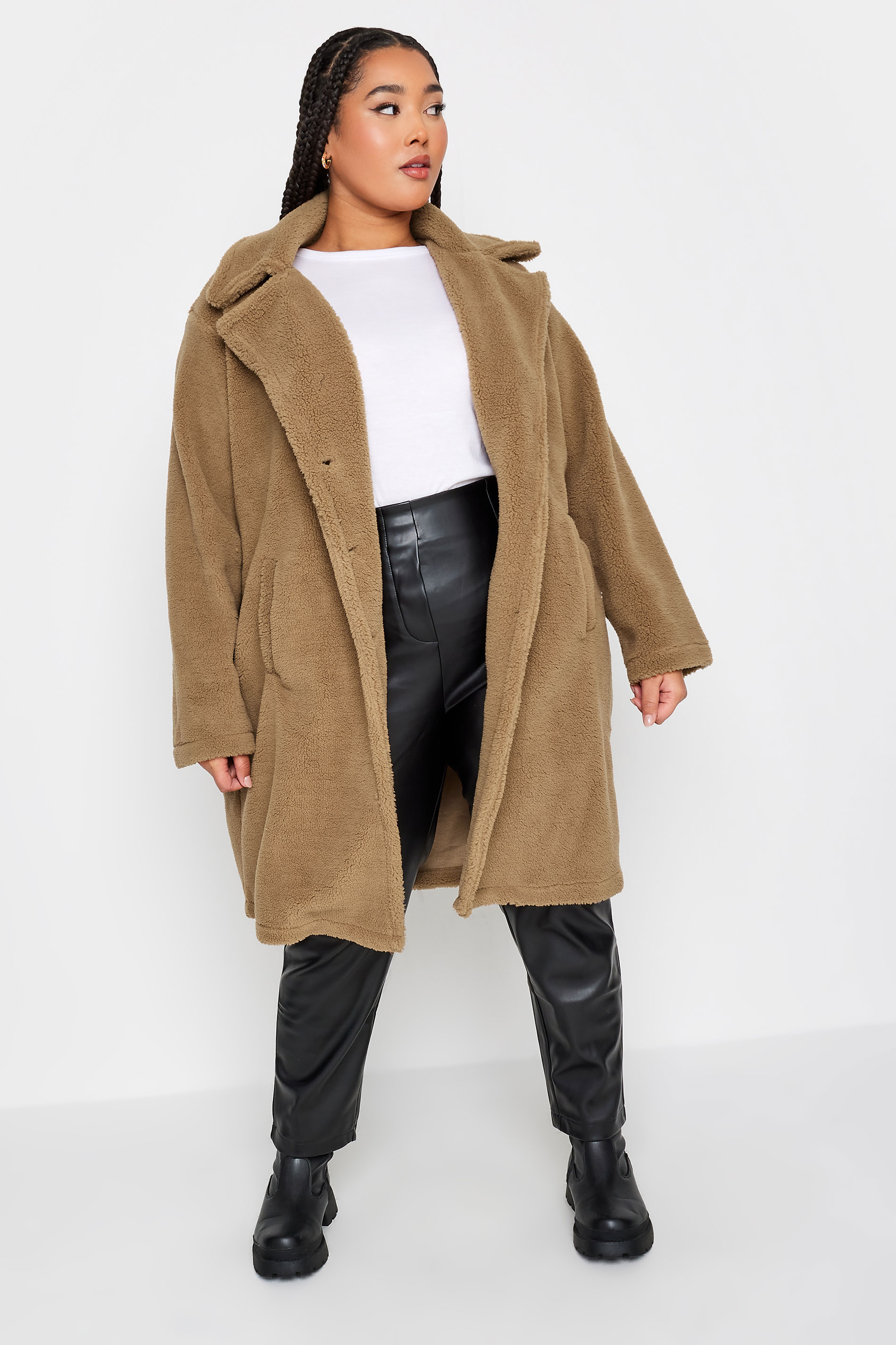 YOURS Plus Size Beige Brown Faux Fur Coat | Yours Clothing 2